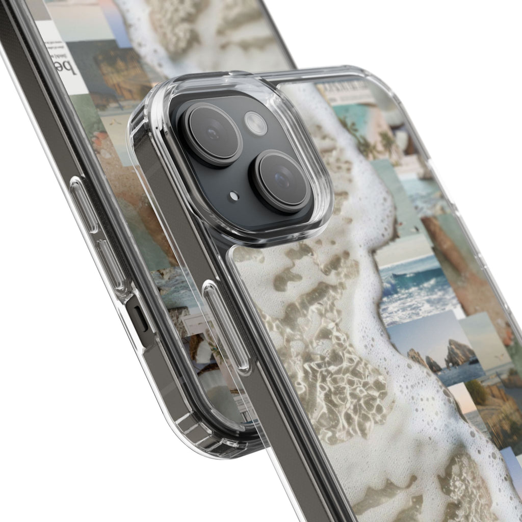 Clear Phone Case — Coastal Collage Beach Foam Design