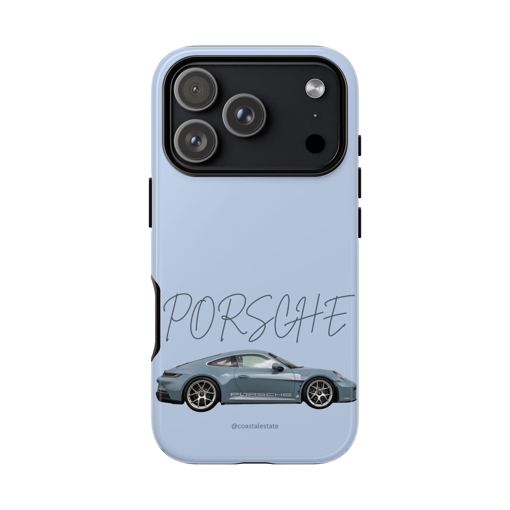 Porsche Sports Car Tough Phone Case — Light Blue Illustrated Porsche Design