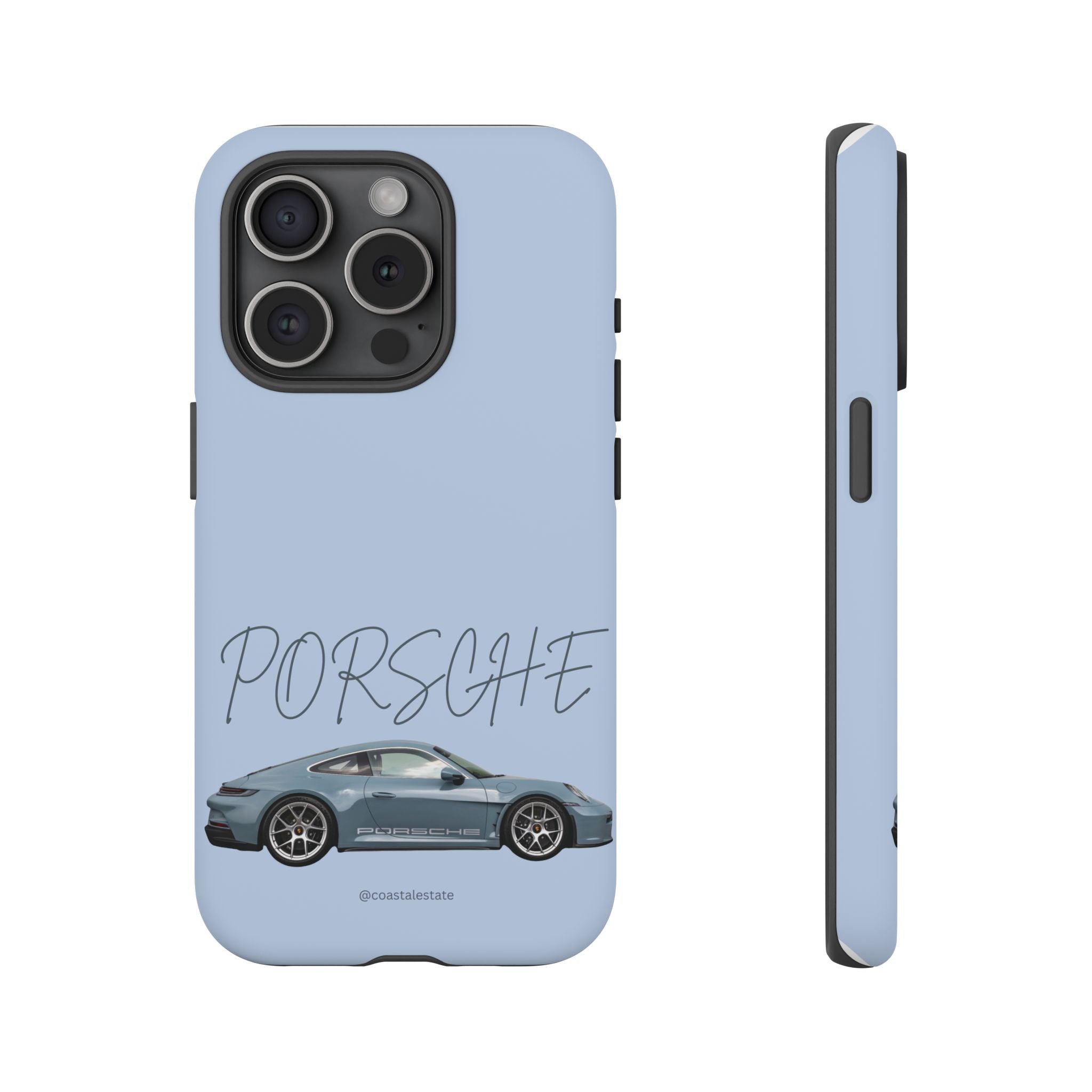 Porsche Sports Car Tough Phone Case — Light Blue Illustrated Porsche Design