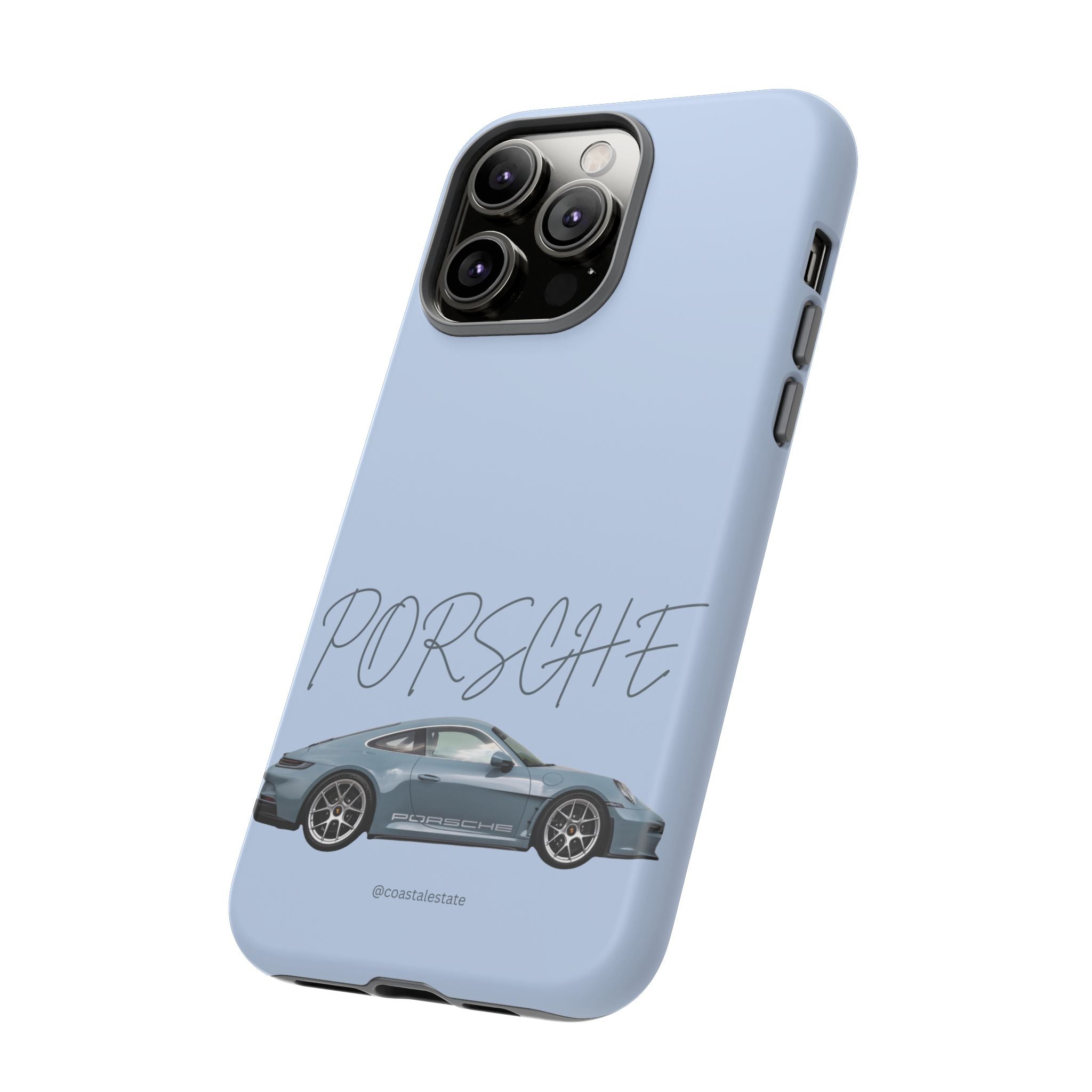 Porsche Sports Car Tough Phone Case — Light Blue Illustrated Porsche Design