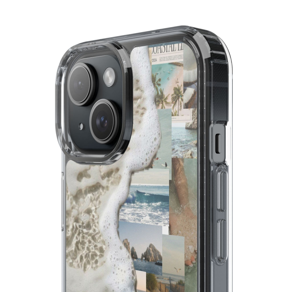 Clear Phone Case — Coastal Collage Beach Foam Design