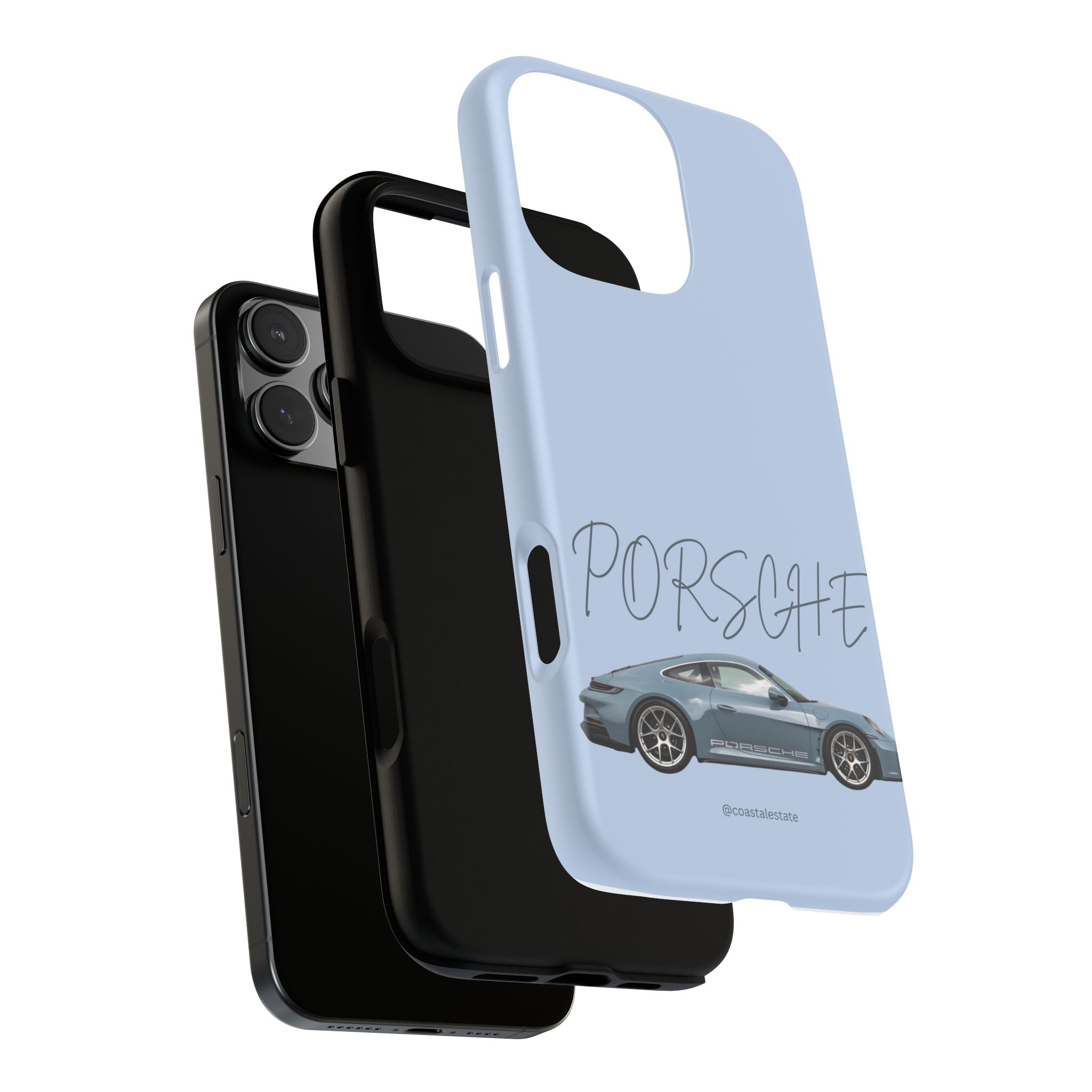 Porsche Sports Car Tough Phone Case — Light Blue Illustrated Porsche Design