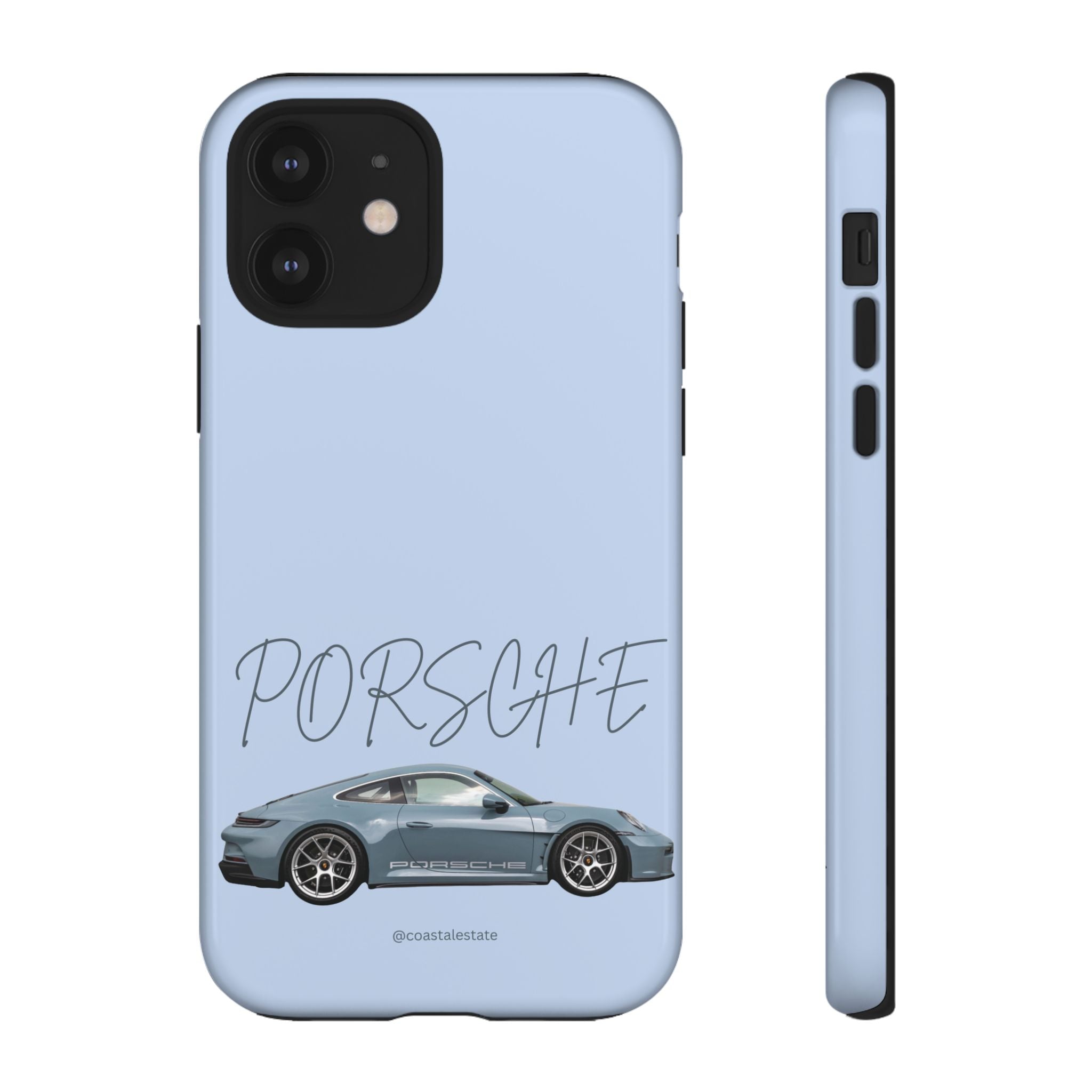 Porsche Sports Car Tough Phone Case — Light Blue Illustrated Porsche Design