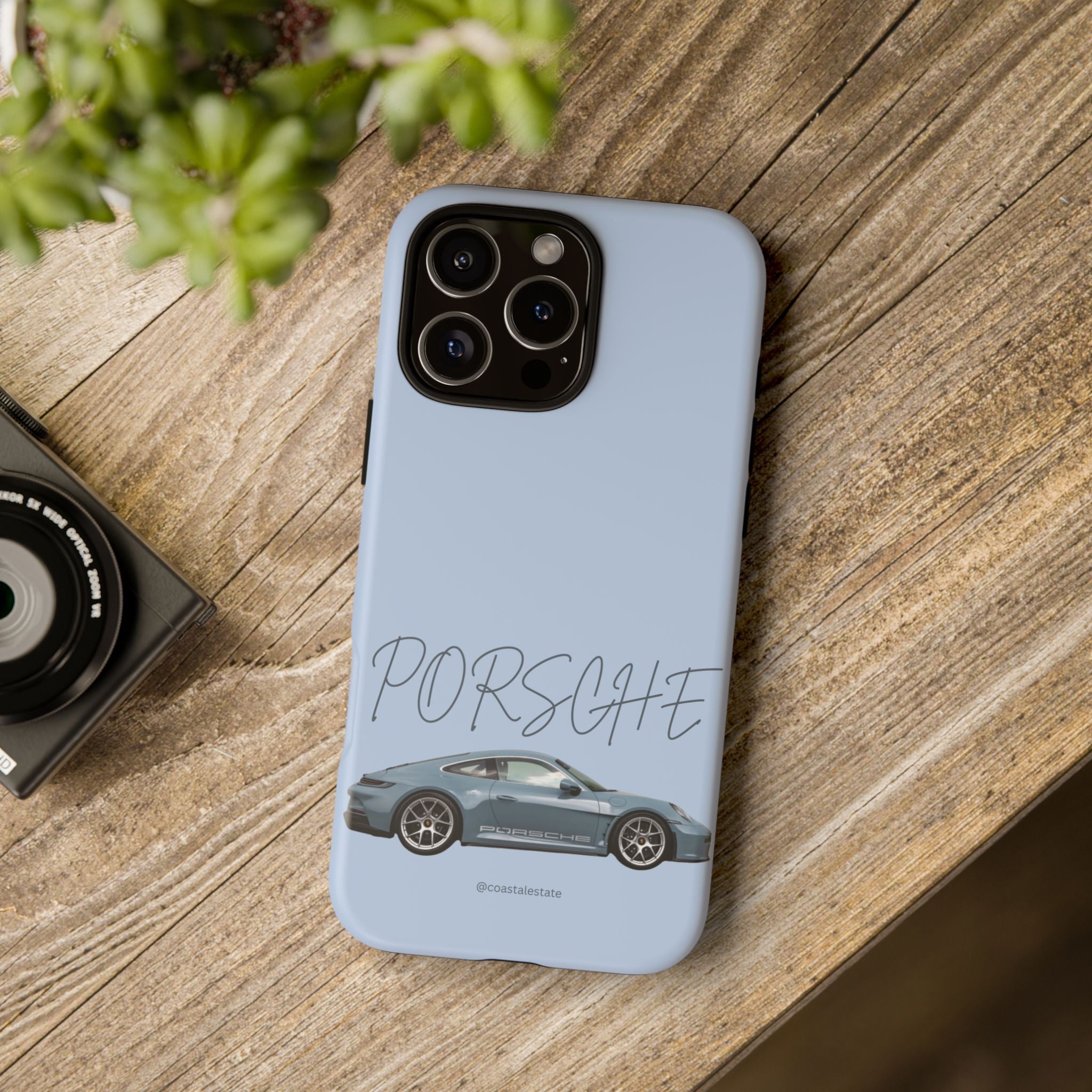Porsche Sports Car Tough Phone Case — Light Blue Illustrated Porsche Design
