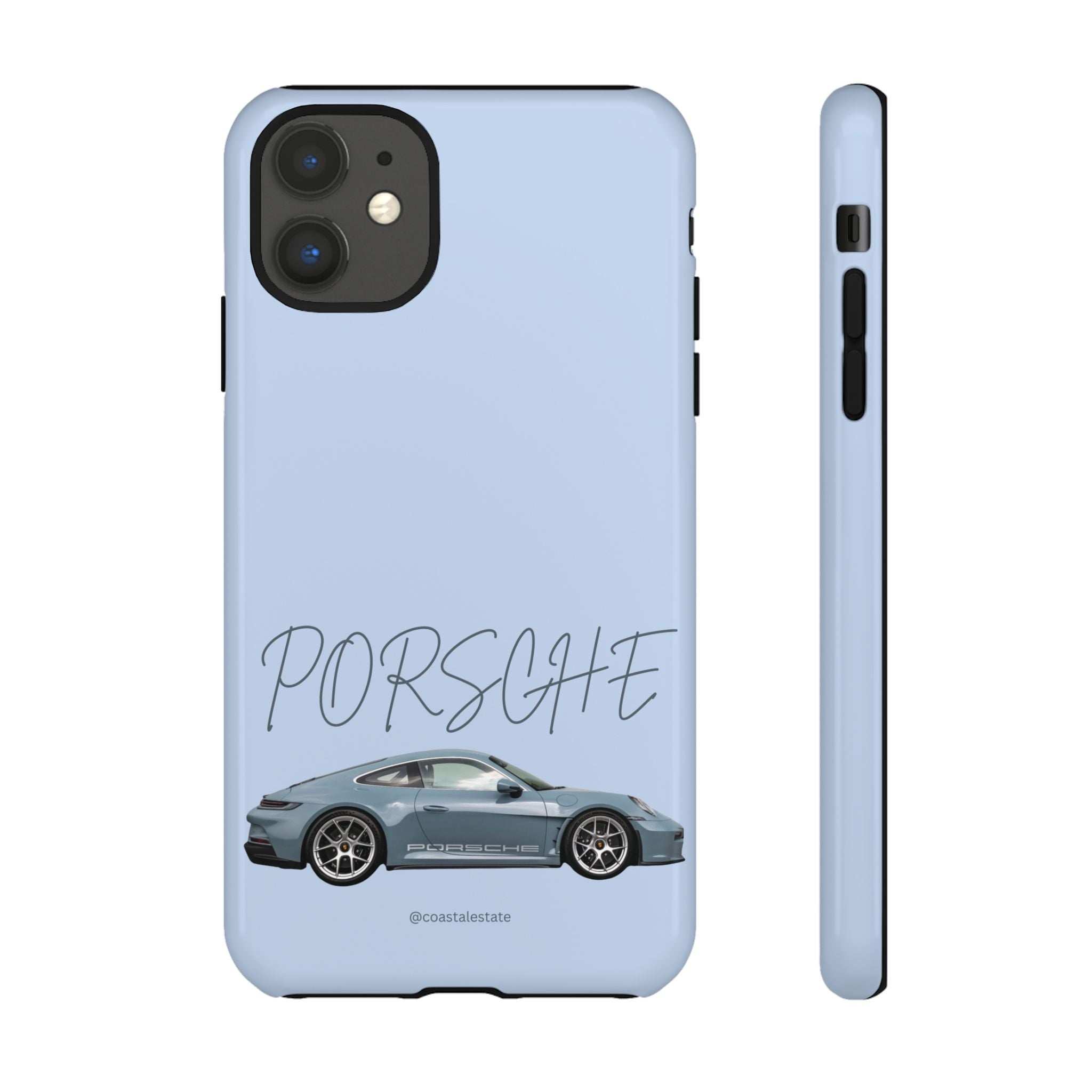 Porsche Sports Car Tough Phone Case — Light Blue Illustrated Porsche Design