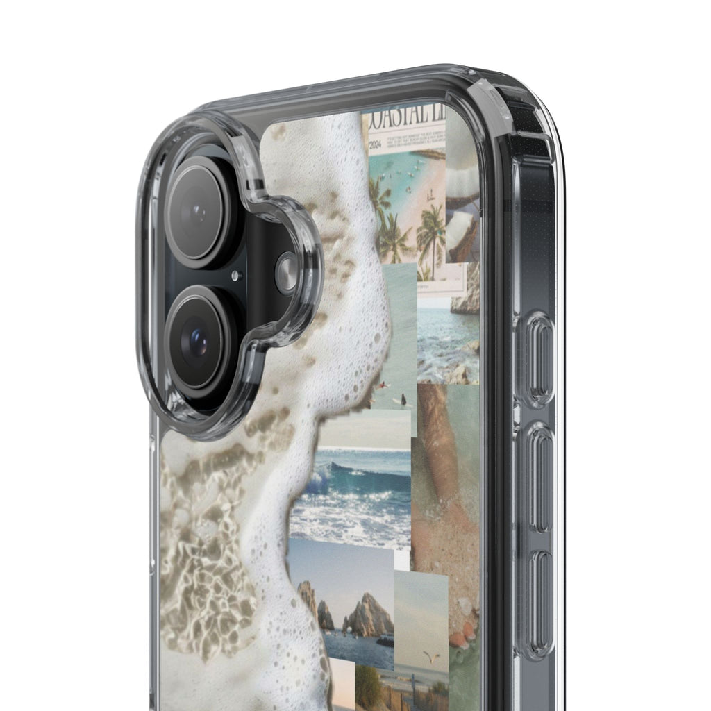 Clear Phone Case — Coastal Collage Beach Foam Design
