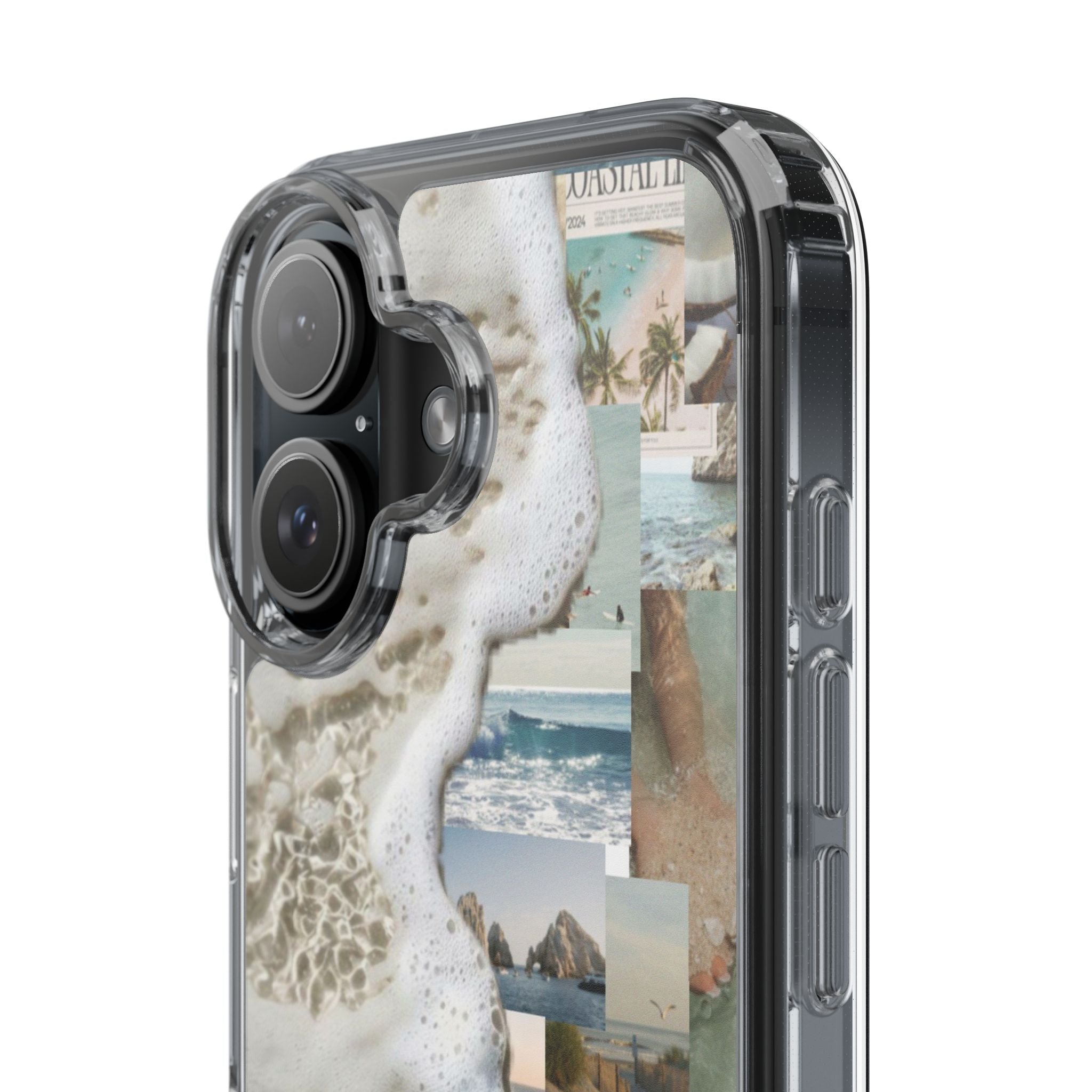 Clear Phone Case — Coastal Collage Beach Foam Design