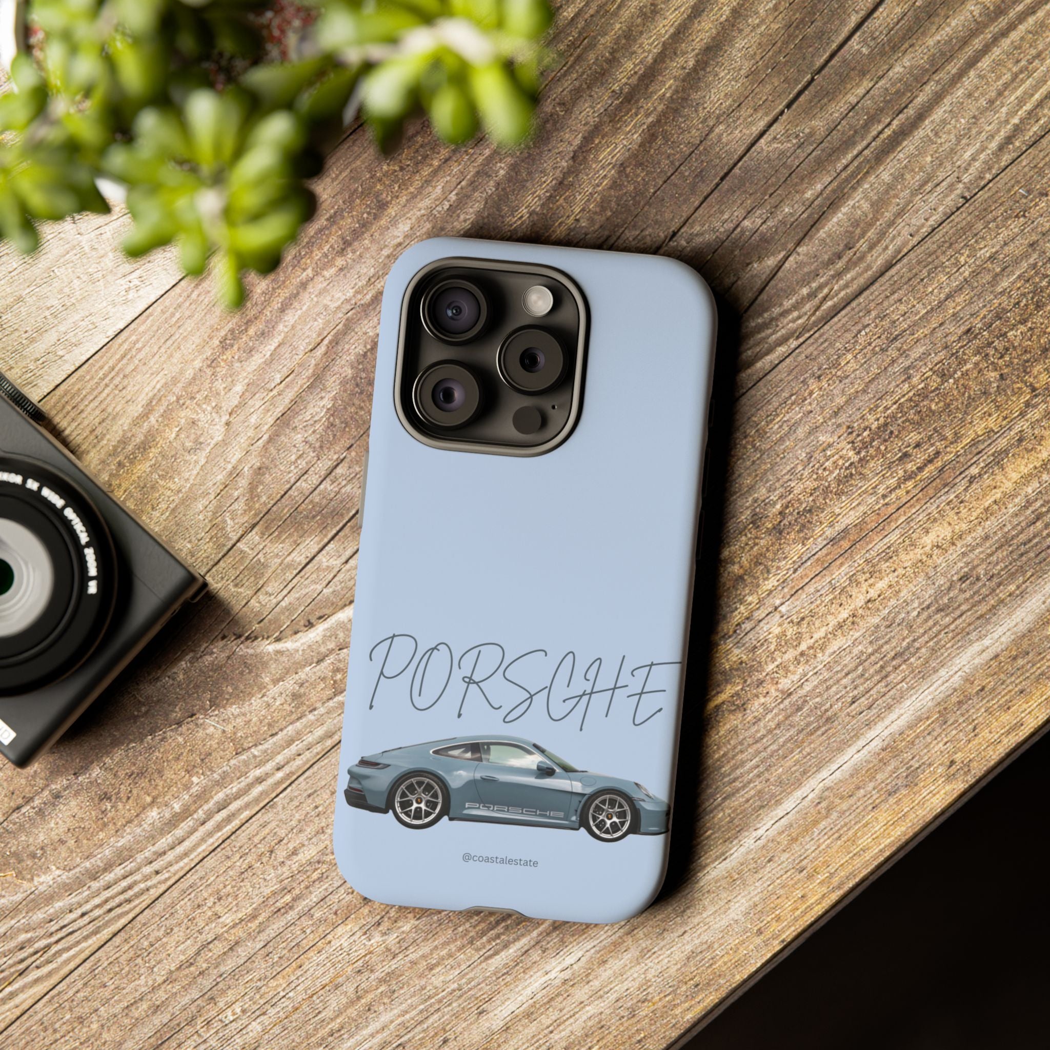 Porsche Sports Car Tough Phone Case — Light Blue Illustrated Porsche Design