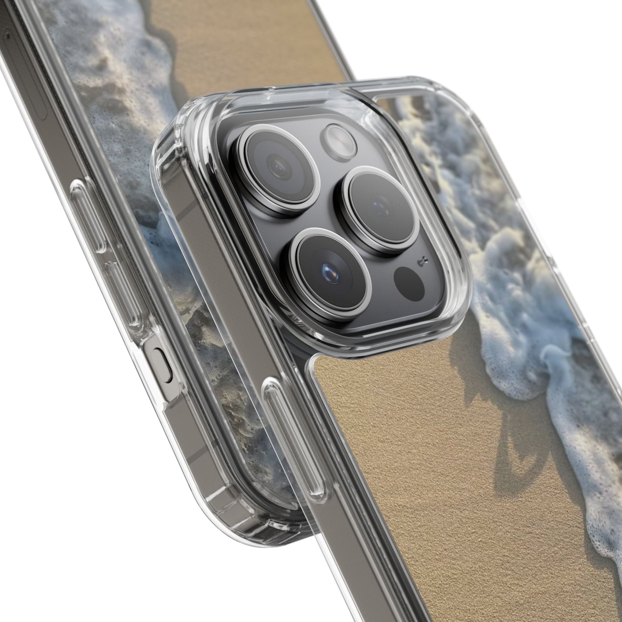 Clear Phone Case — Realistic Beach Wave Sand Design