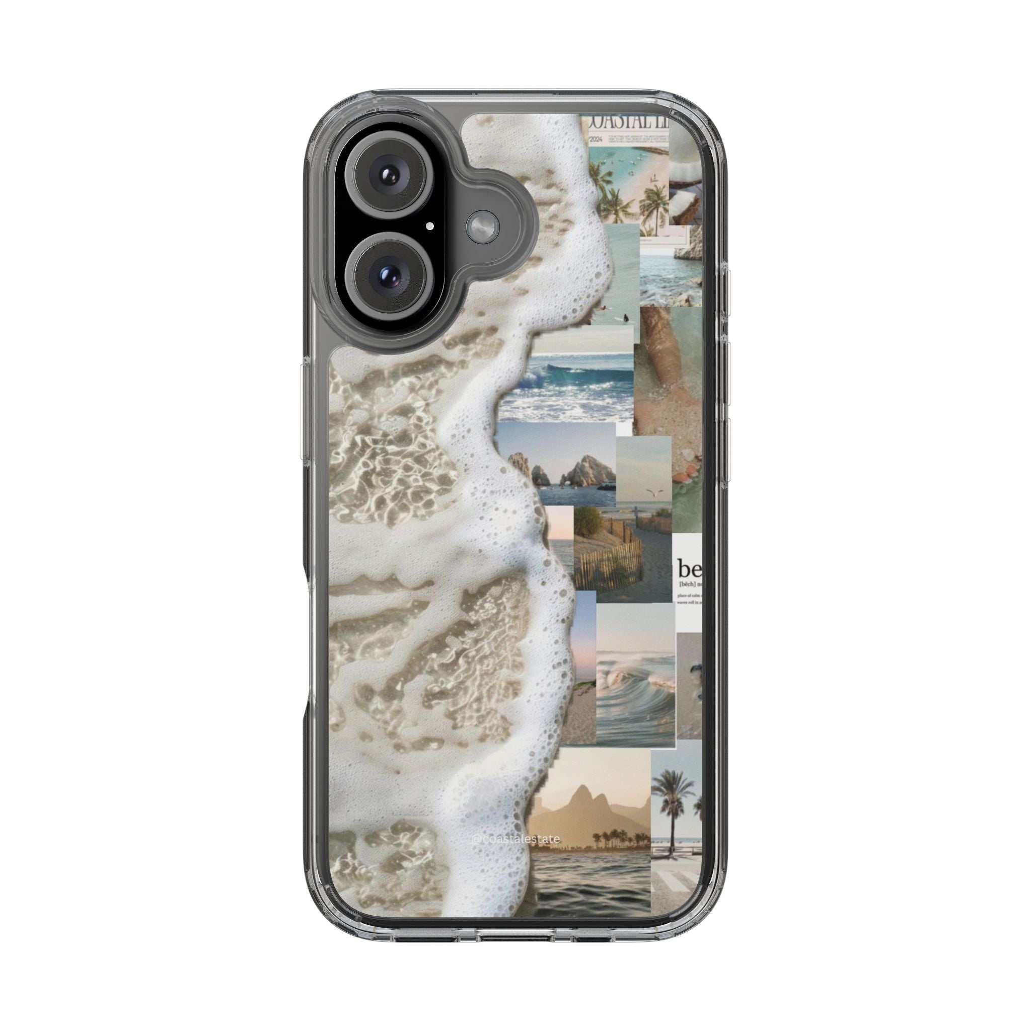 Clear Phone Case — Coastal Collage Beach Foam Design
