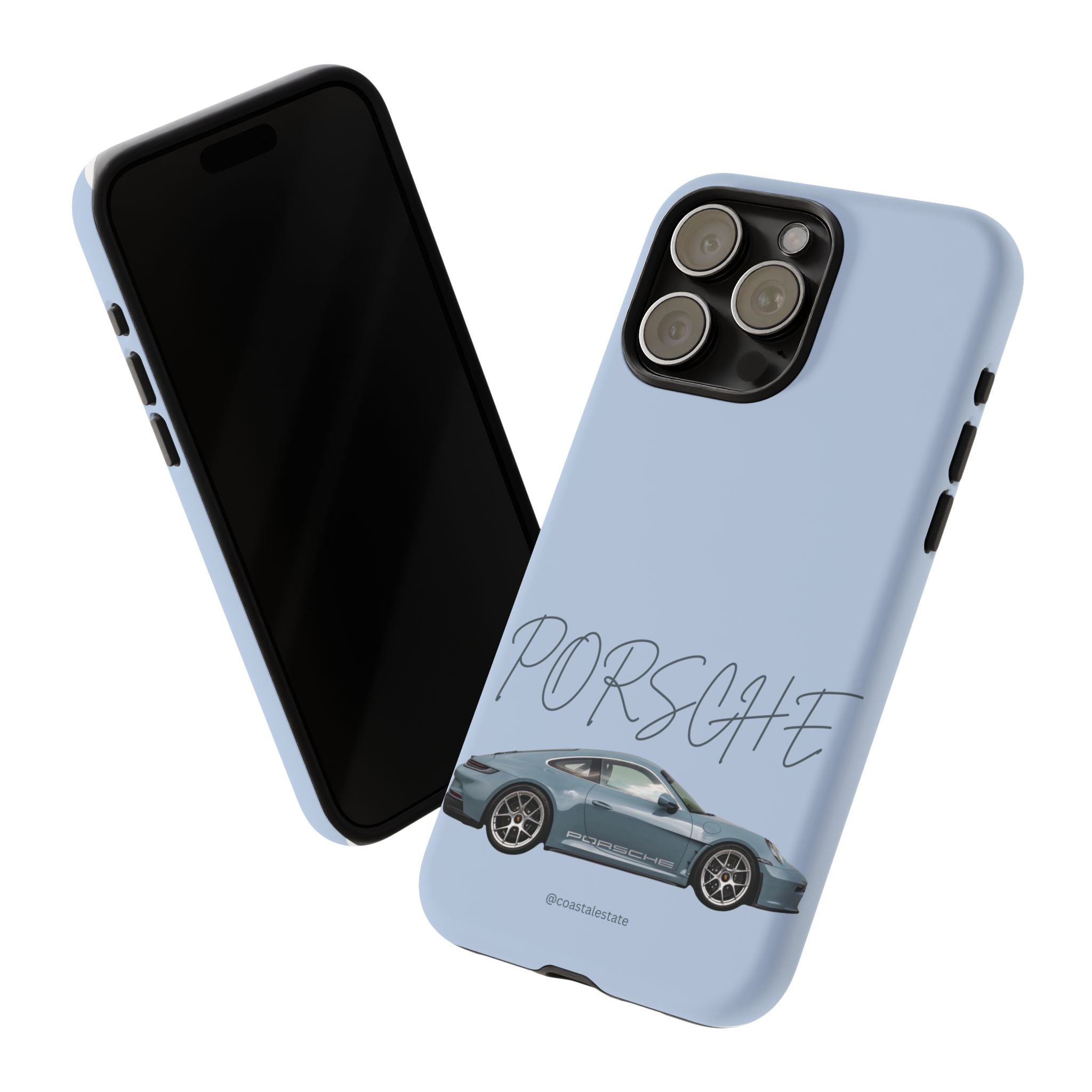 Porsche Sports Car Tough Phone Case — Light Blue Illustrated Porsche Design