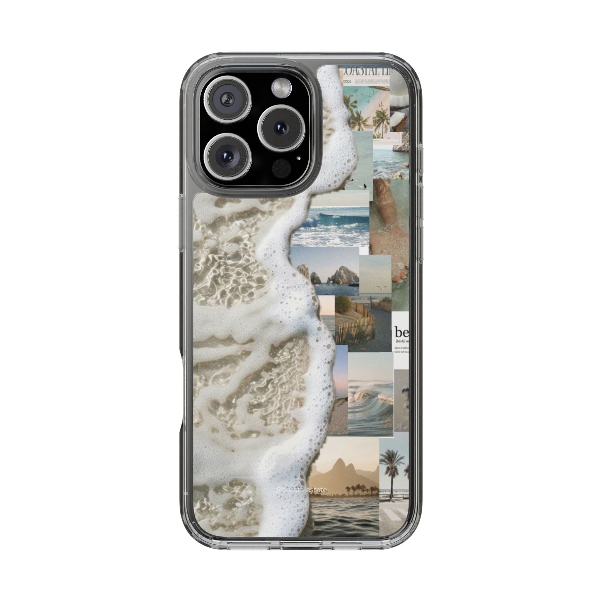 Clear Phone Case — Coastal Collage Beach Foam Design