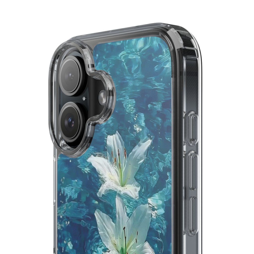 Clear Phone Case — Blue Water Lily Floral Design