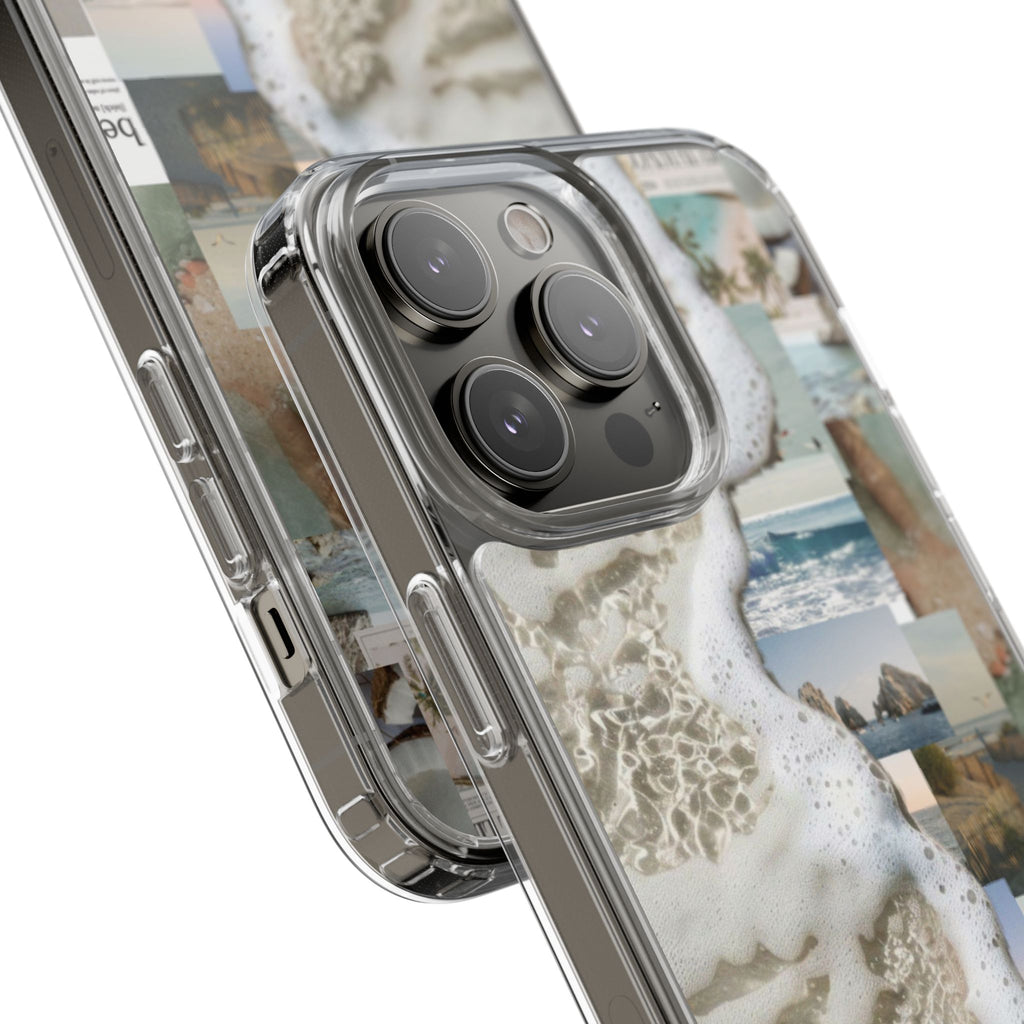 Clear Phone Case — Coastal Collage Beach Foam Design
