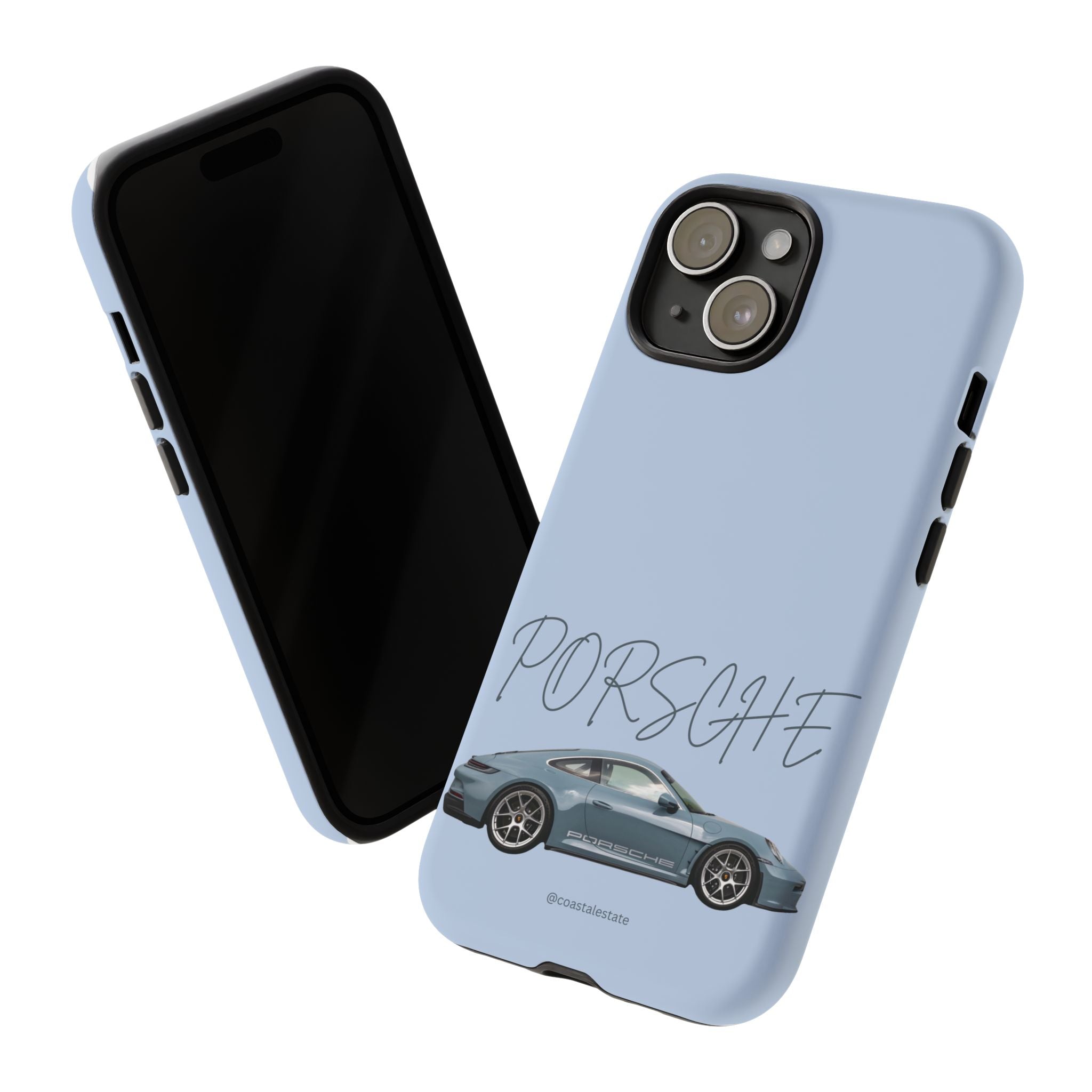 Porsche Sports Car Tough Phone Case — Light Blue Illustrated Porsche Design