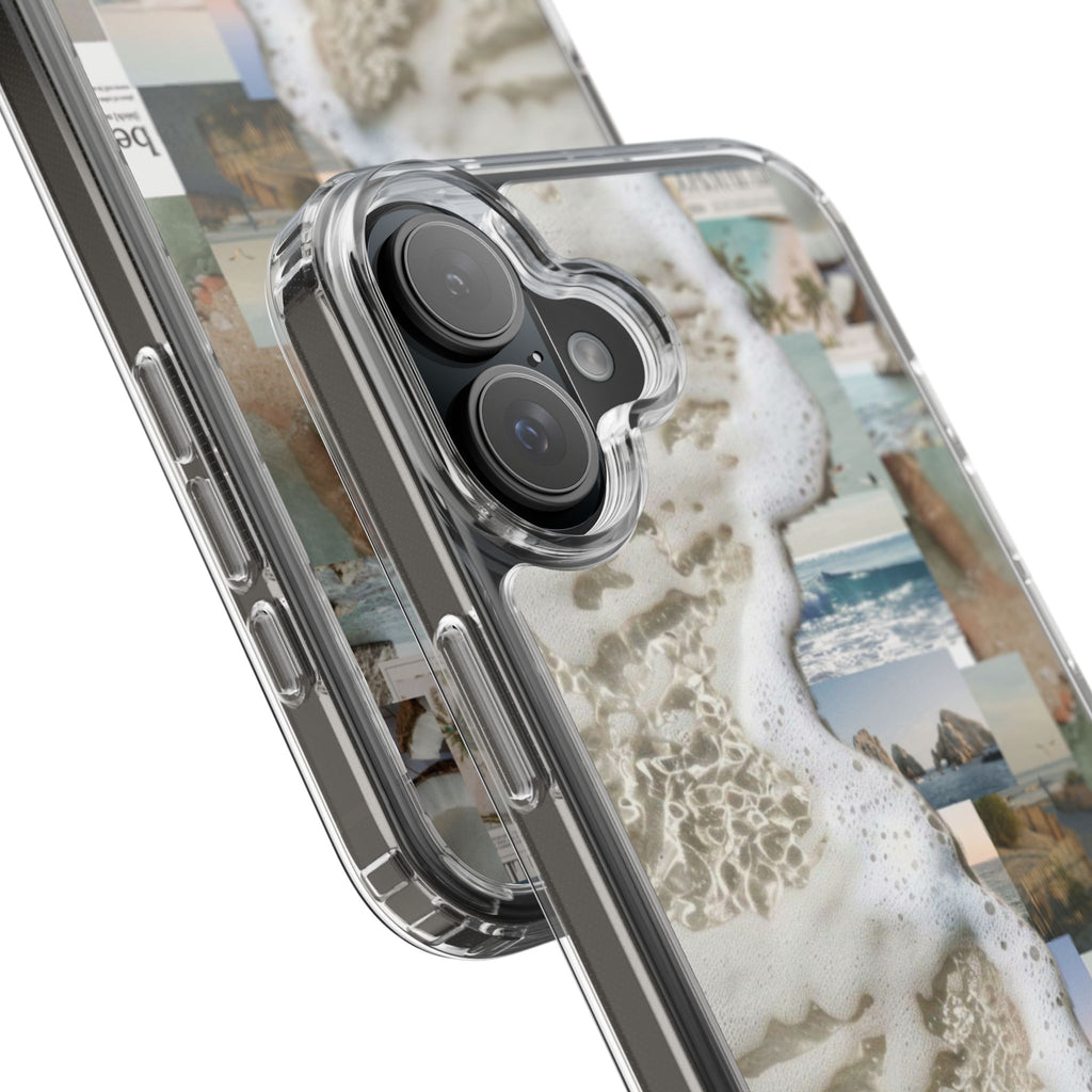 Clear Phone Case — Coastal Collage Beach Foam Design