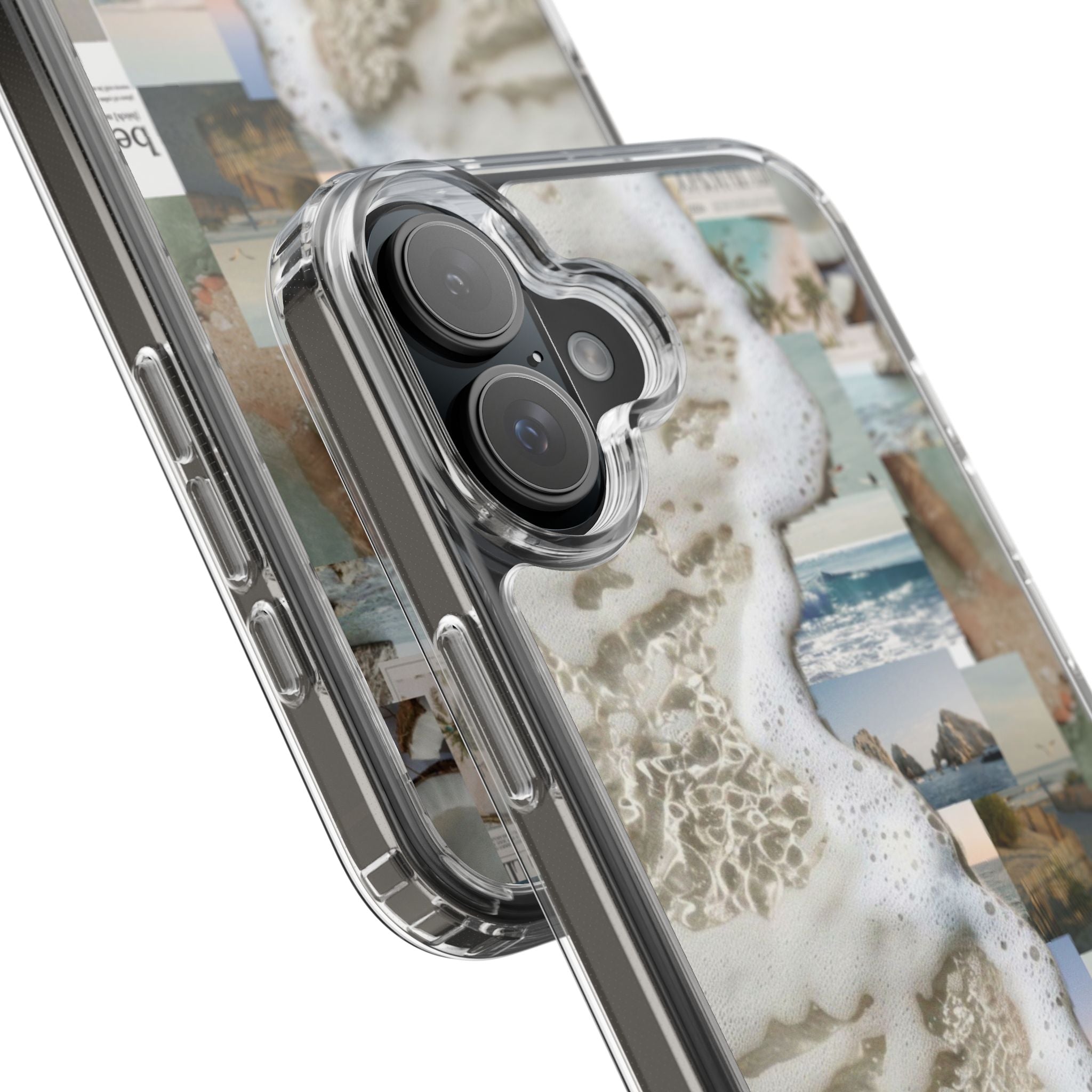 Clear Phone Case — Coastal Collage Beach Foam Design