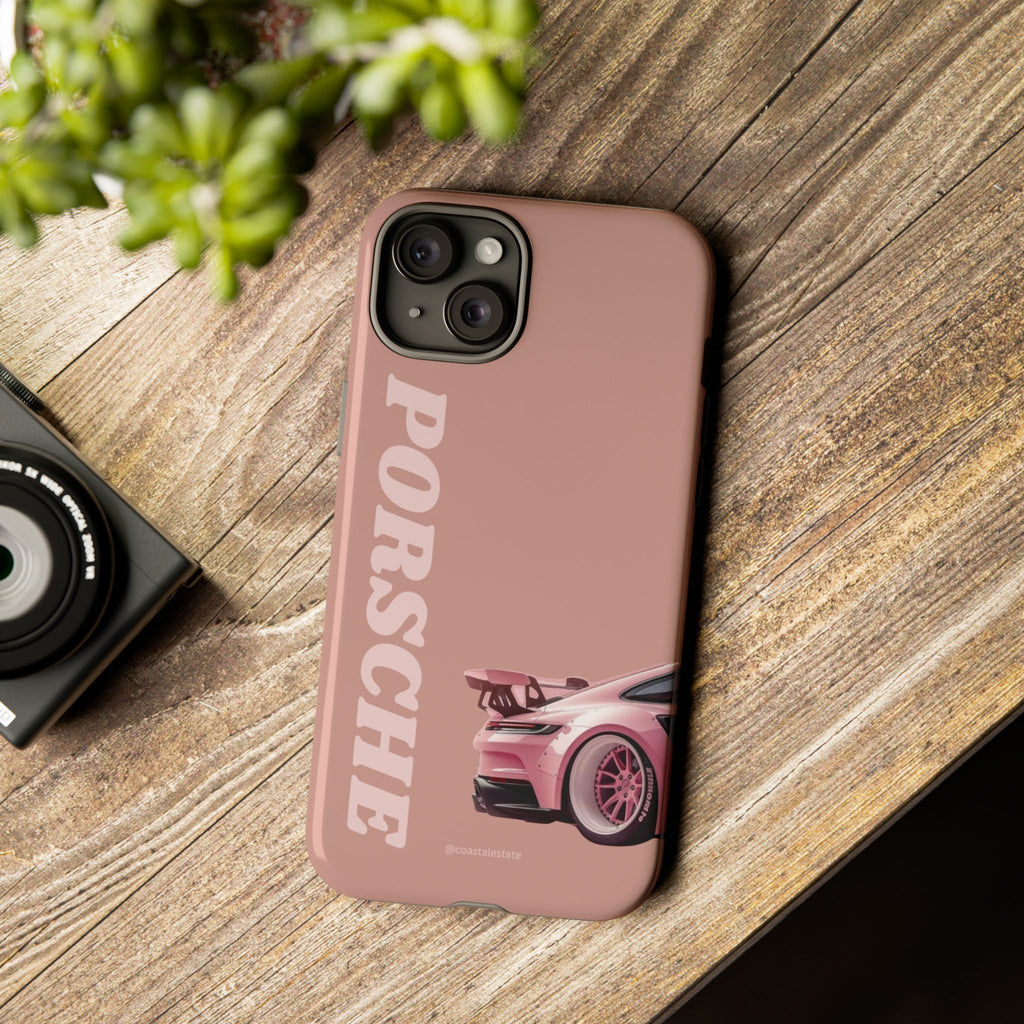 Pink Porsche Illustration phone case | Porsche phone case