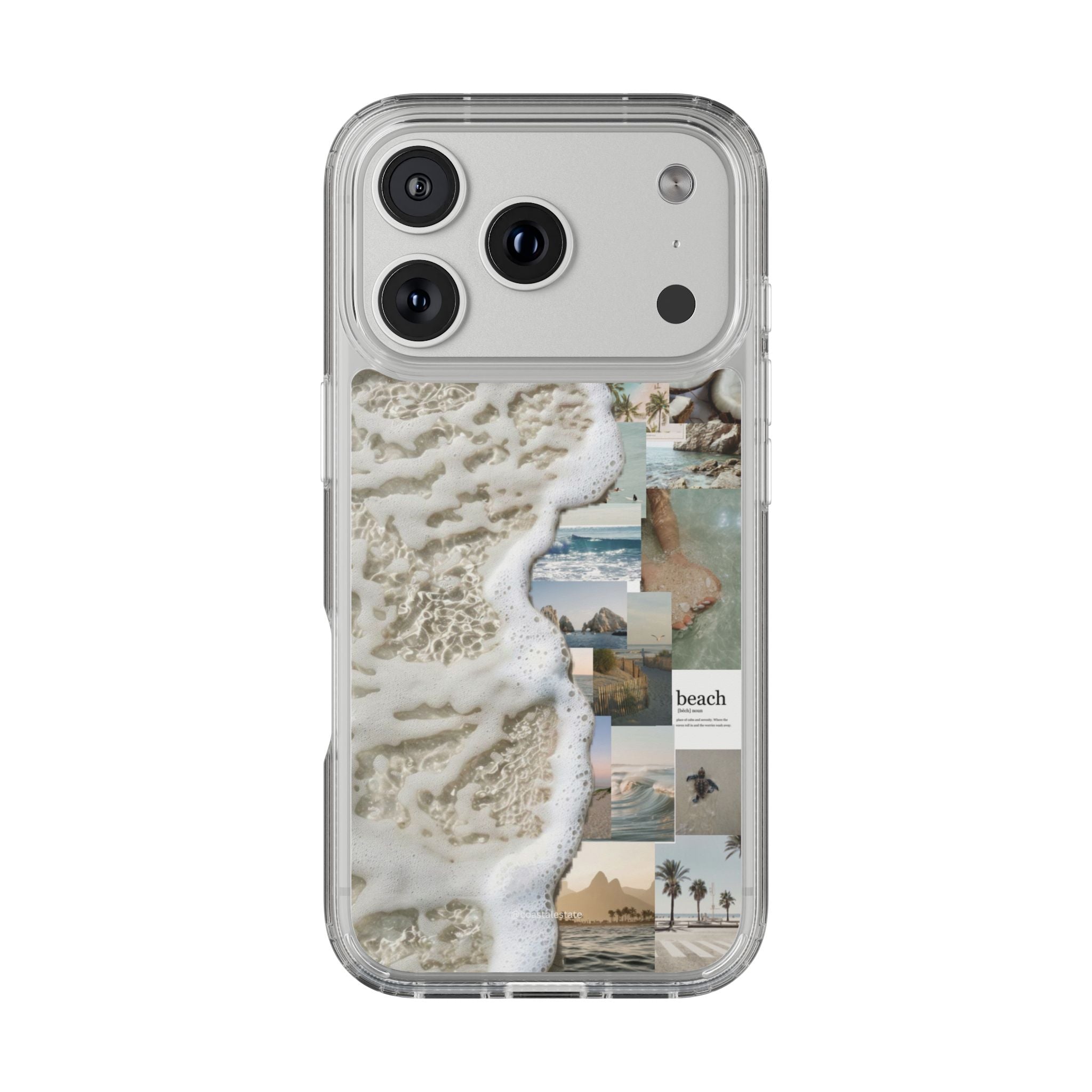 Clear Phone Case — Coastal Collage Beach Foam Design