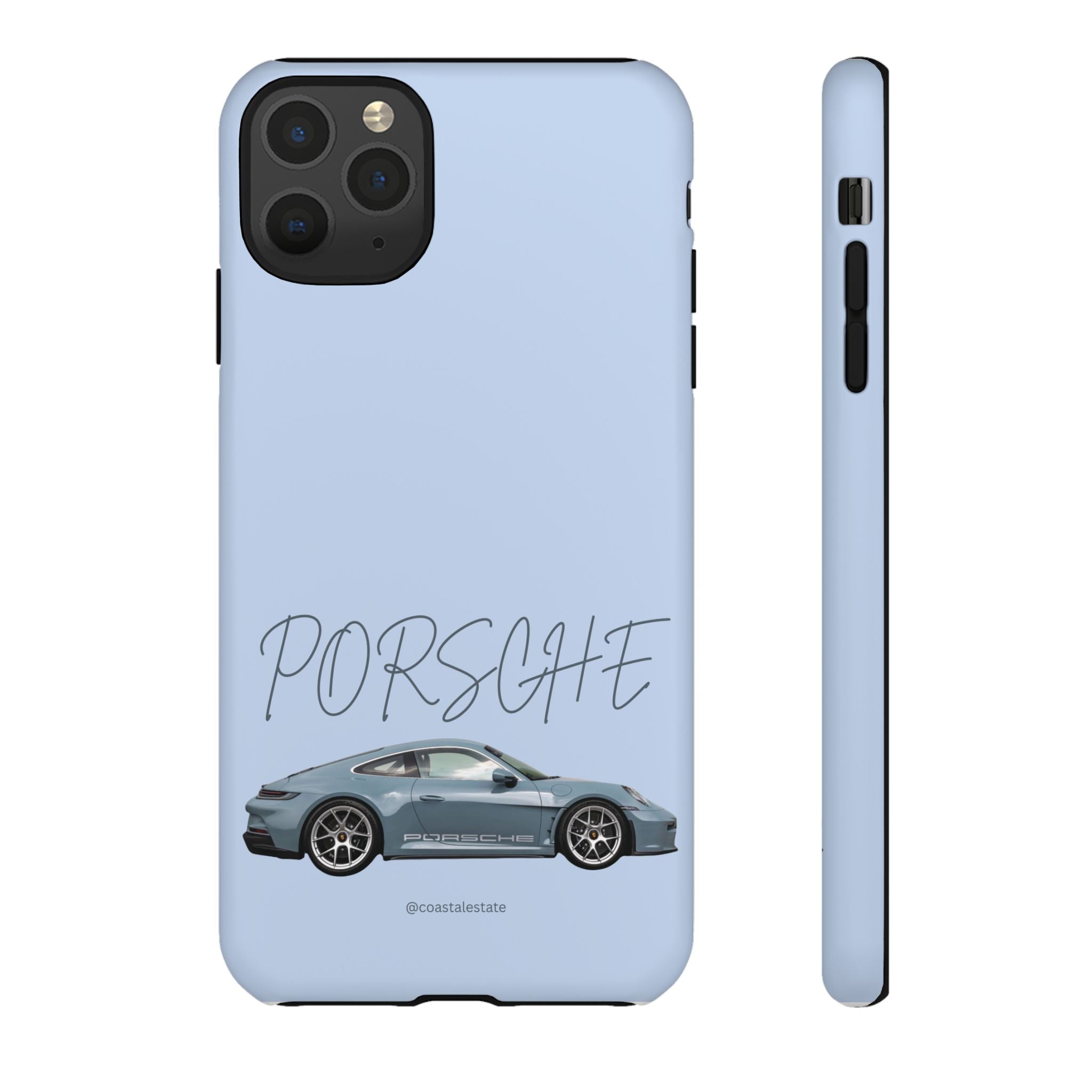 Porsche Sports Car Tough Phone Case — Light Blue Illustrated Porsche Design