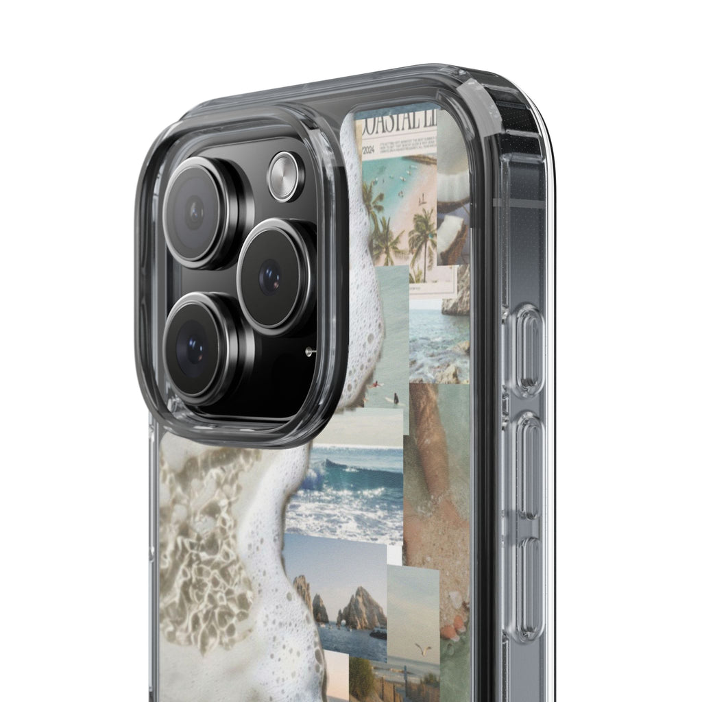 Clear Phone Case — Coastal Collage Beach Foam Design