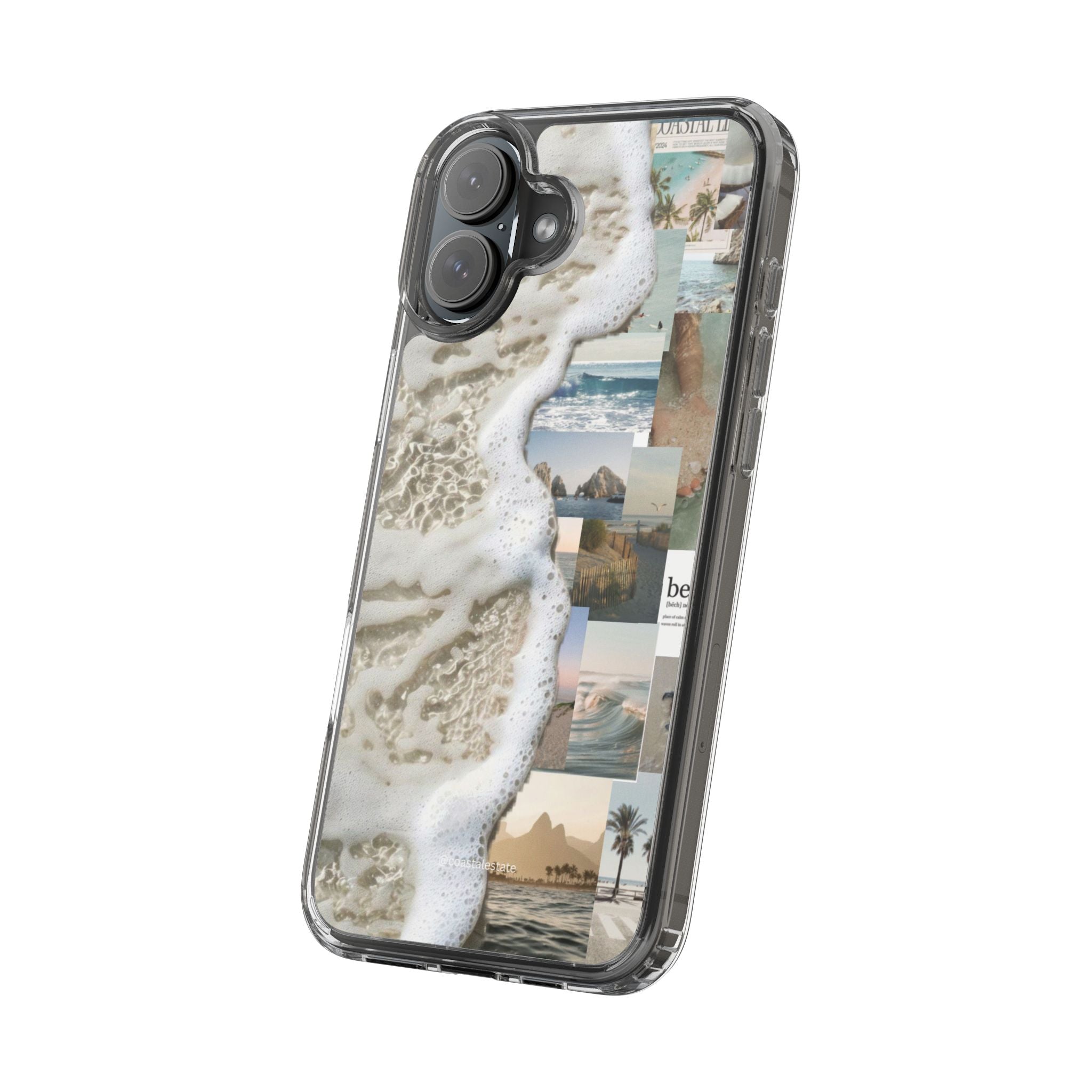 Clear Phone Case — Coastal Collage Beach Foam Design