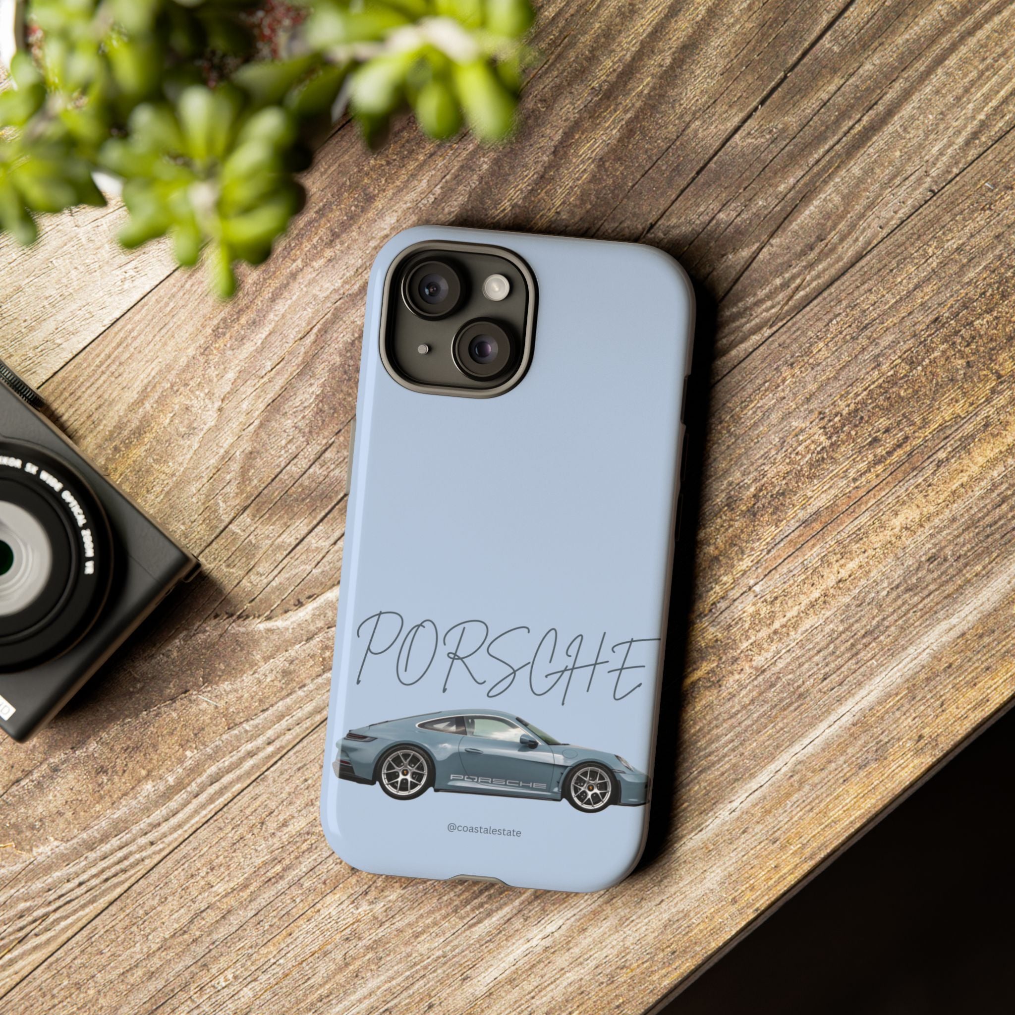 Porsche Sports Car Tough Phone Case — Light Blue Illustrated Porsche Design