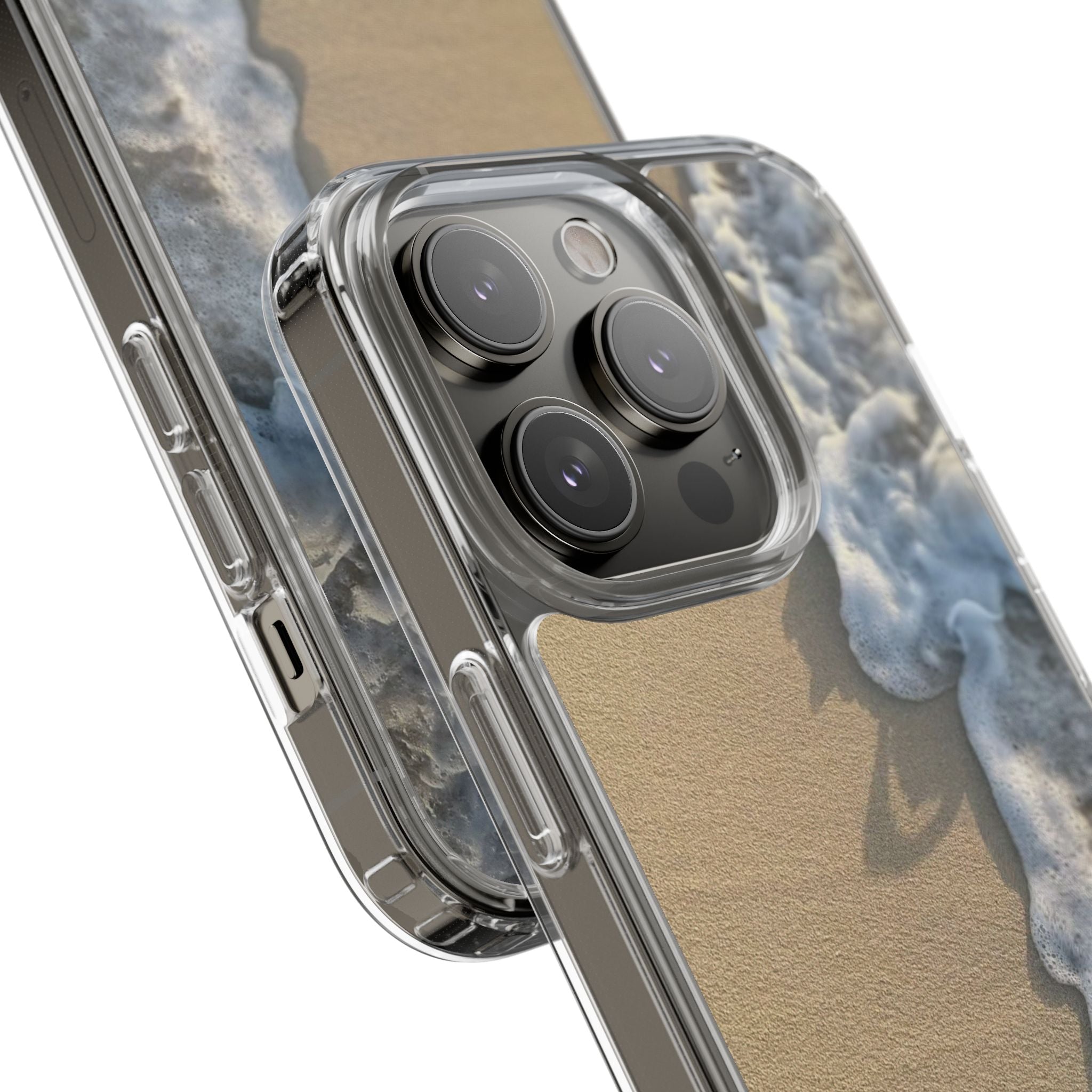 Clear Phone Case — Realistic Beach Wave Sand Design