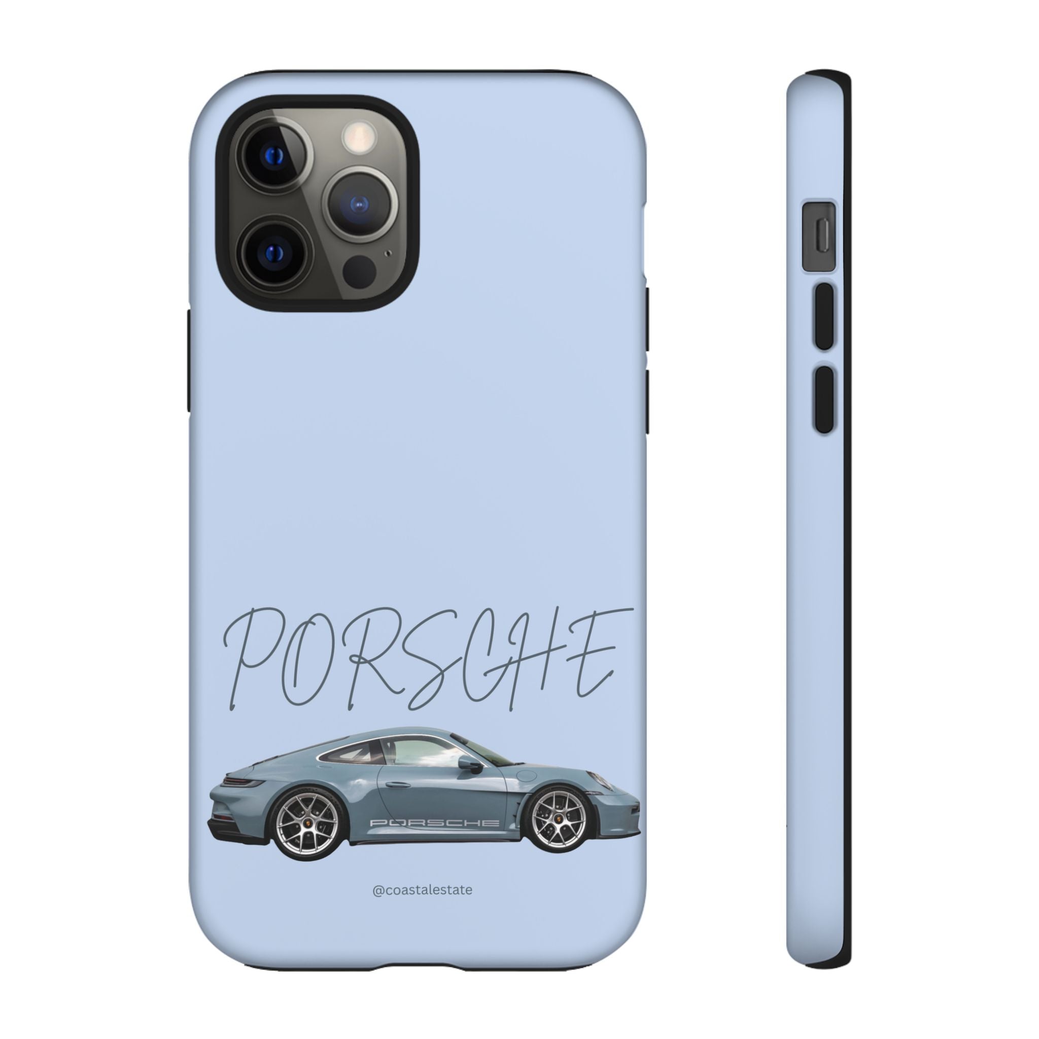 Porsche Sports Car Tough Phone Case — Light Blue Illustrated Porsche Design