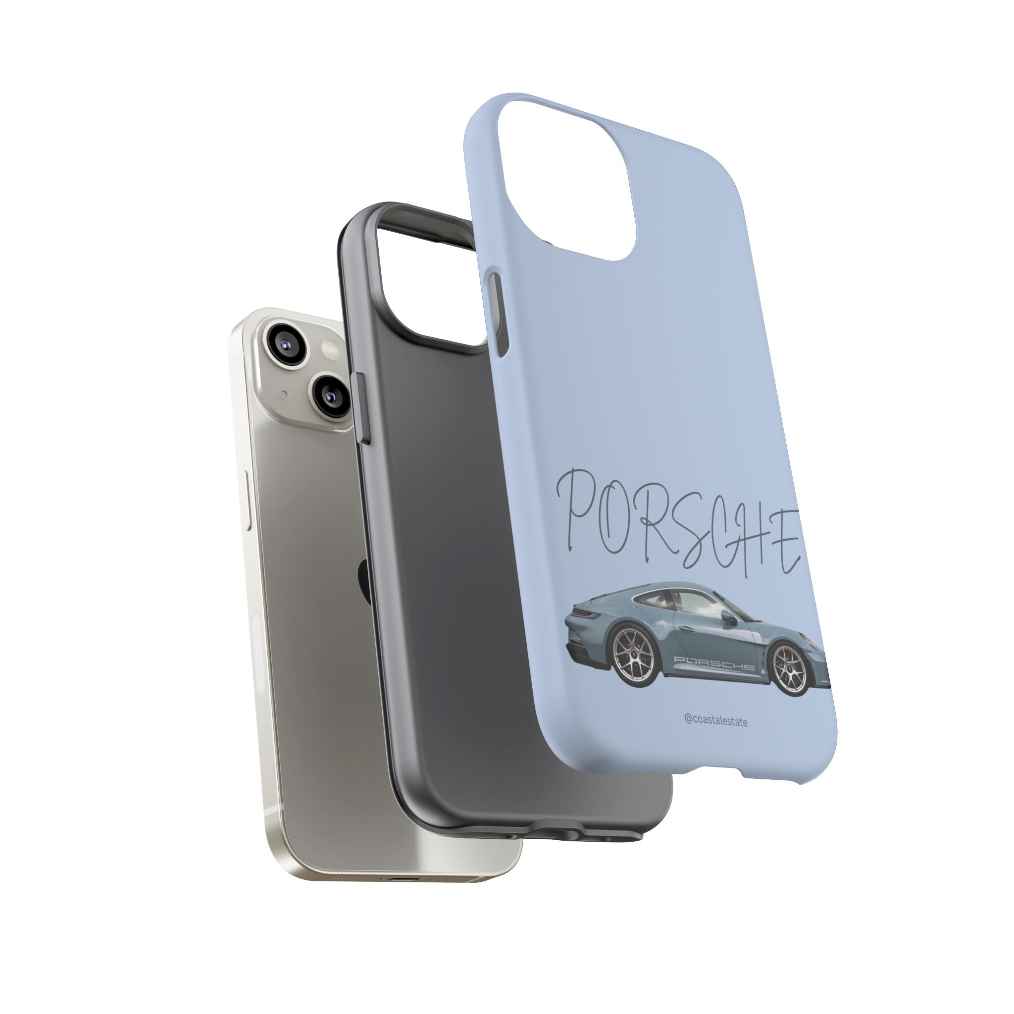 Porsche Sports Car Tough Phone Case — Light Blue Illustrated Porsche Design