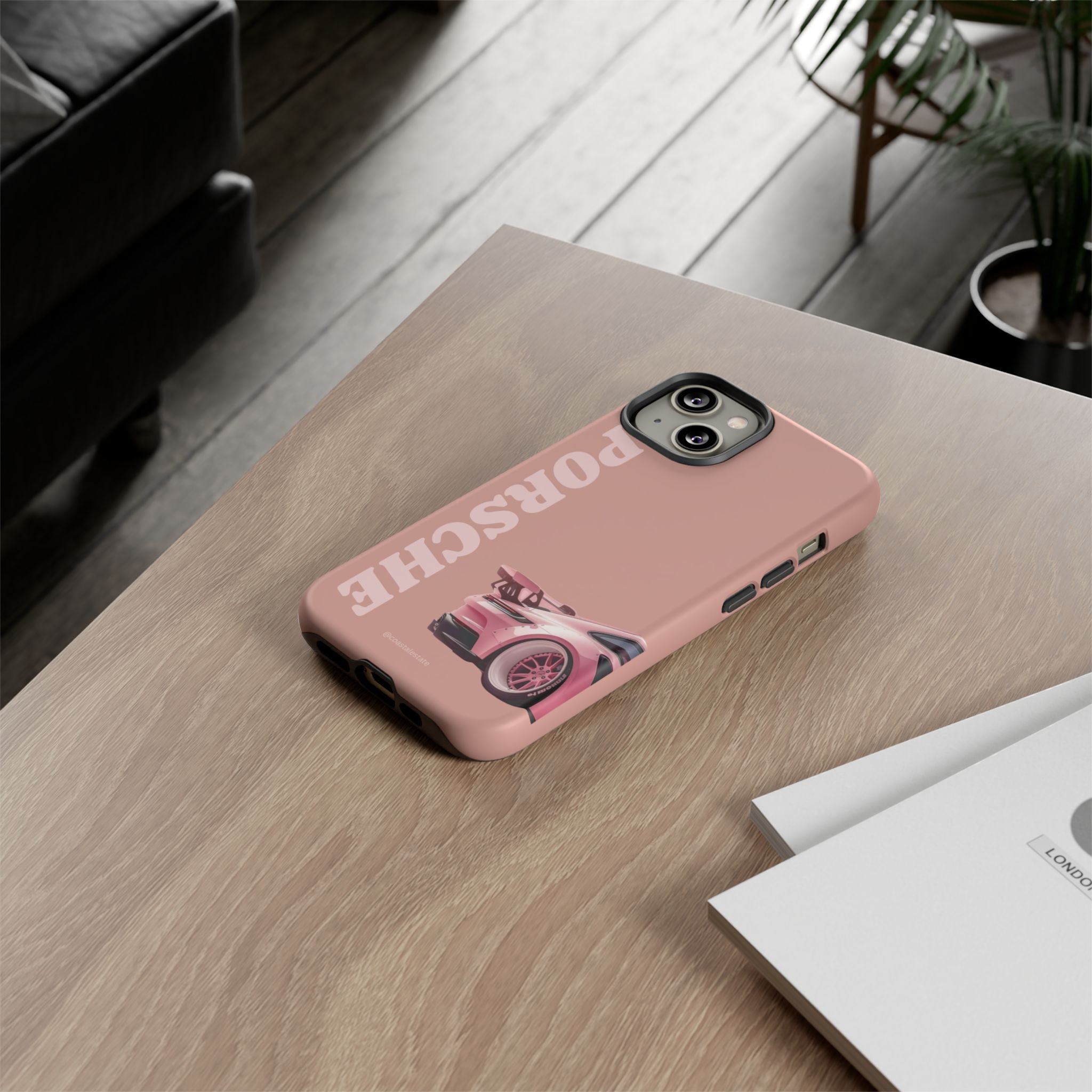 Pink Porsche Illustration phone case | Porsche phone case