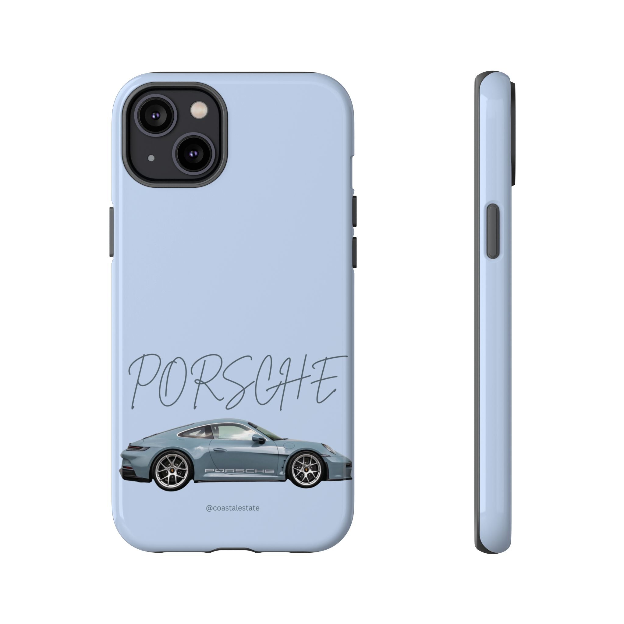 Porsche Sports Car Tough Phone Case — Light Blue Illustrated Porsche Design