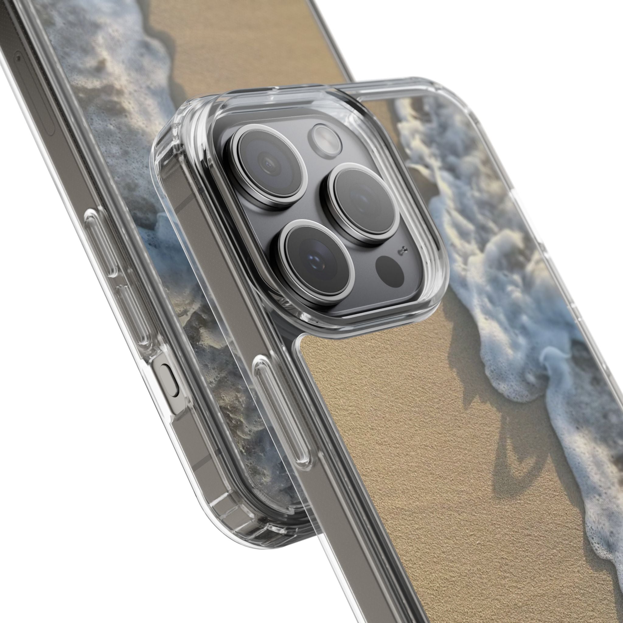 Clear Phone Case — Realistic Beach Wave Sand Design