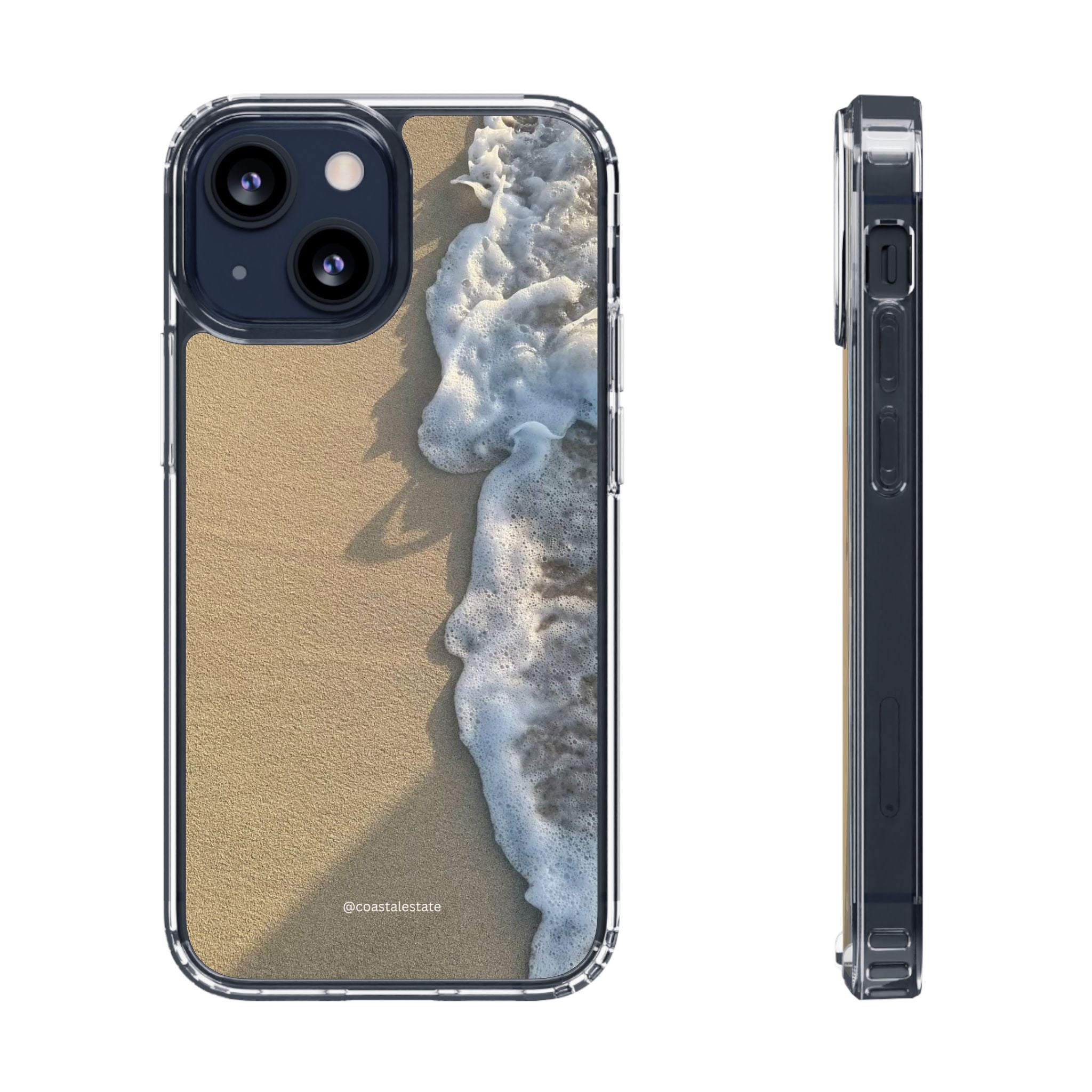 Clear Phone Case — Realistic Beach Wave Sand Design