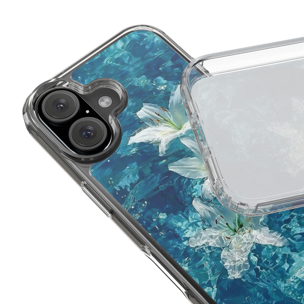 Clear Phone Case — Blue Water Lily Floral Design