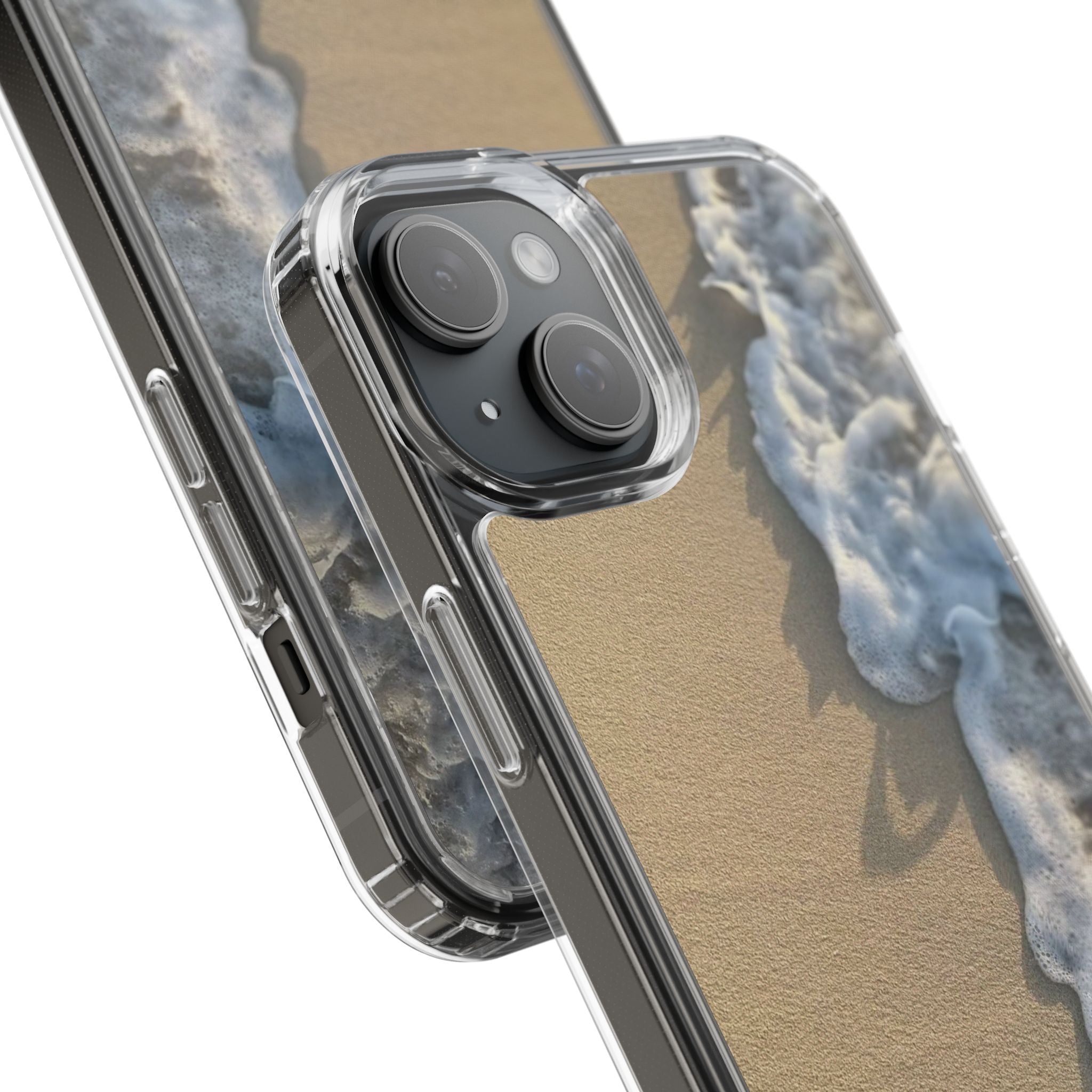 Clear Phone Case — Realistic Beach Wave Sand Design