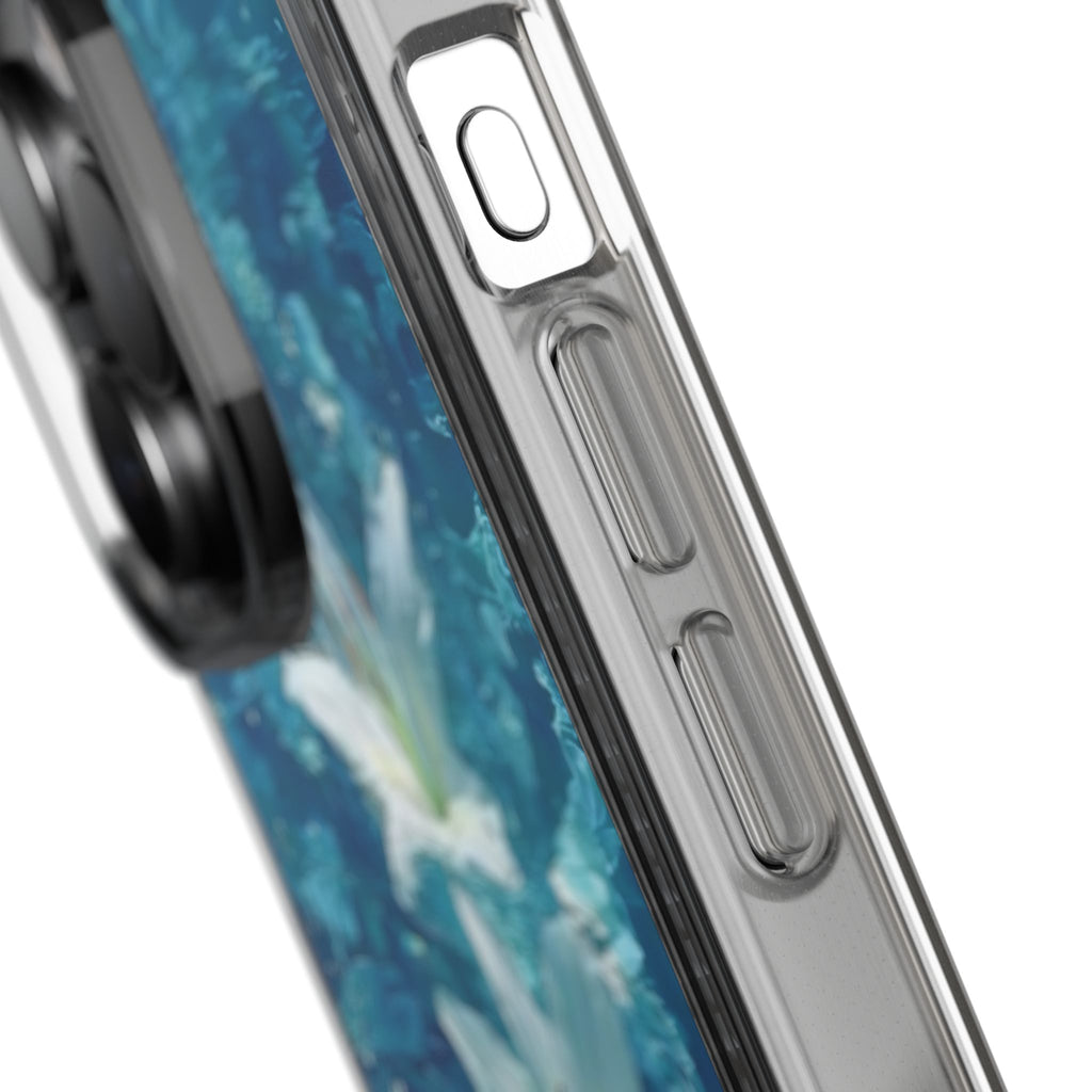 Clear Phone Case — Blue Water Lily Floral Design