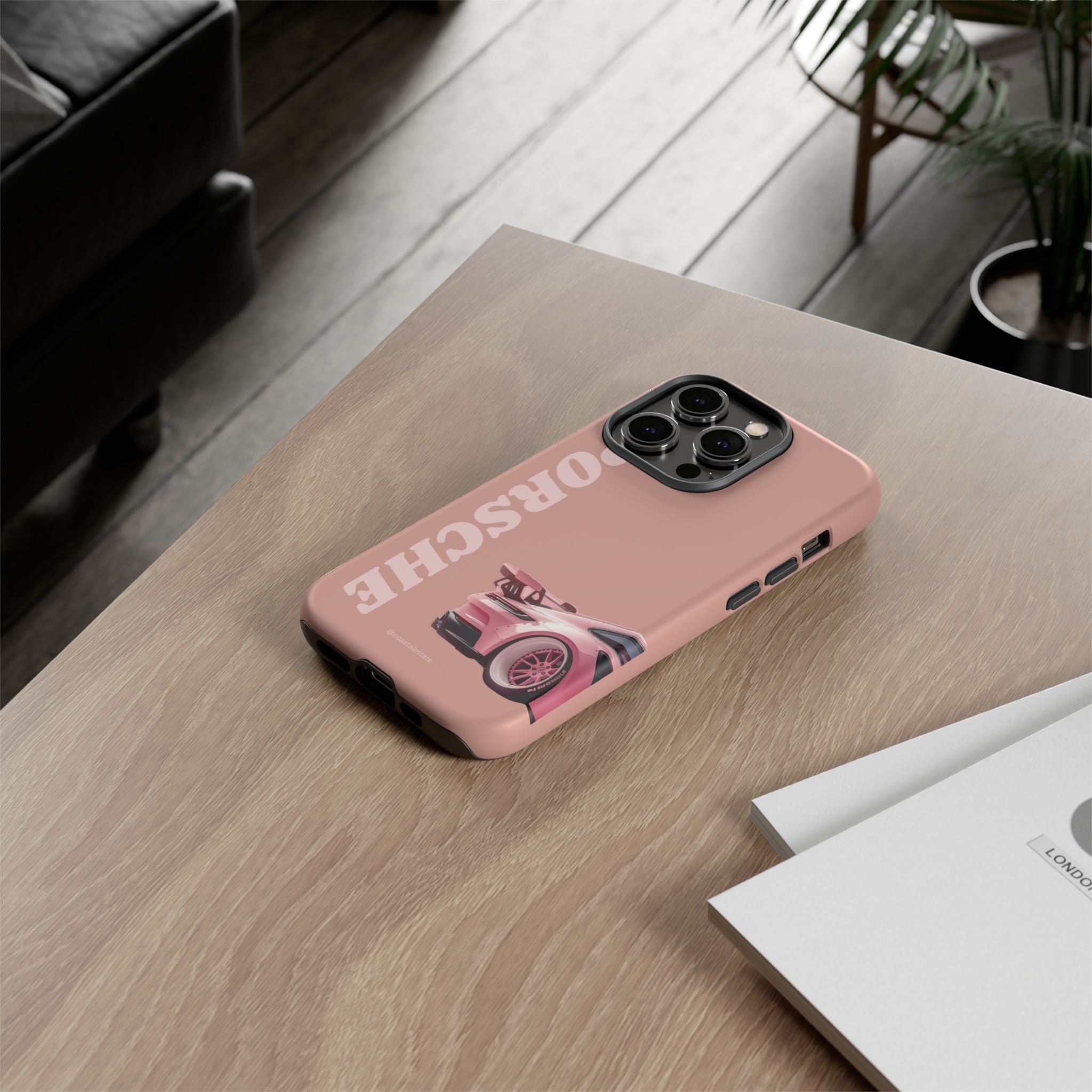 Pink Porsche Illustration phone case | Porsche phone case