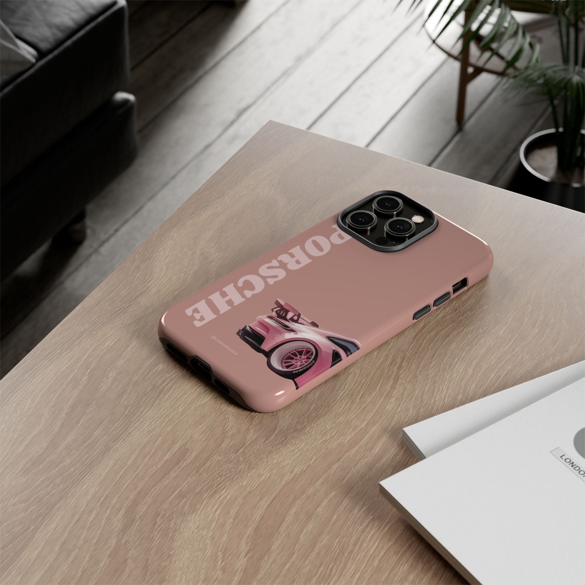 Pink Porsche Illustration phone case | Porsche phone case