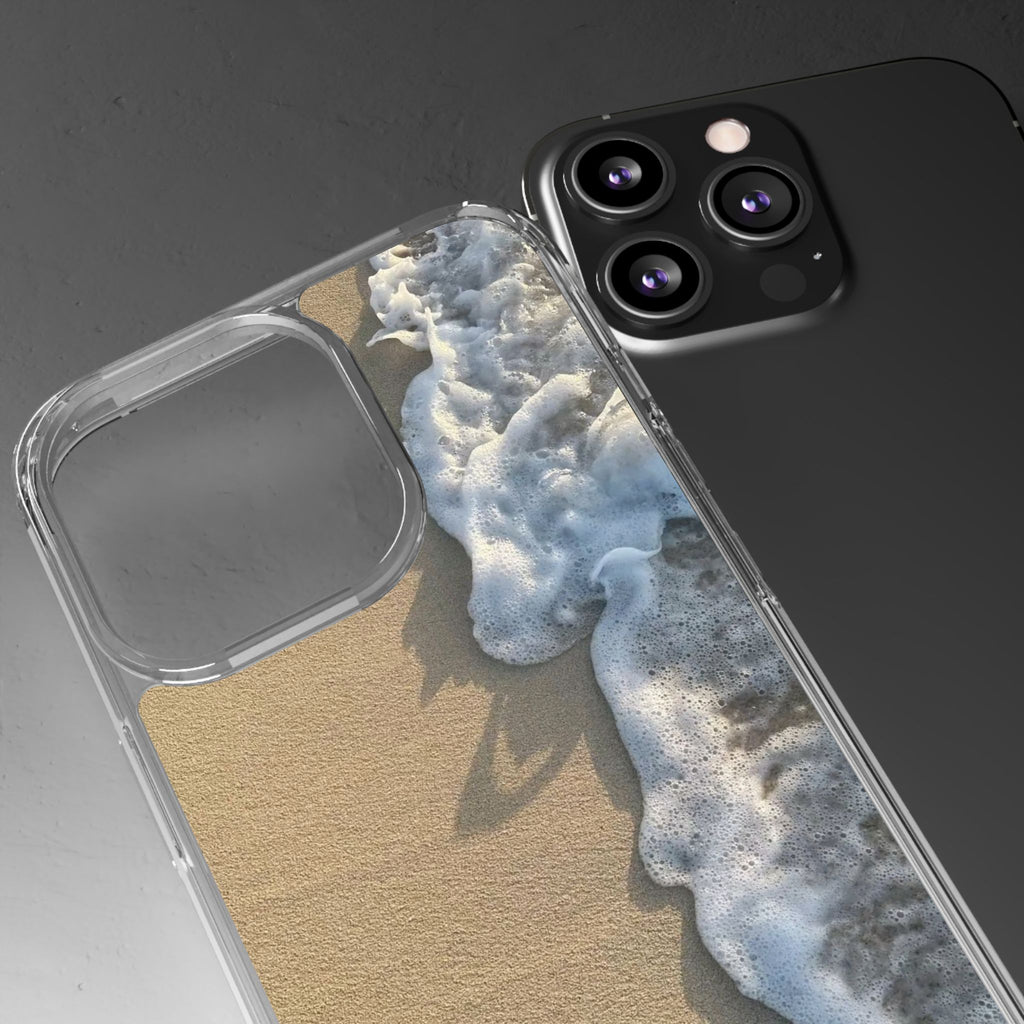 Clear Phone Case — Realistic Beach Wave Sand Design