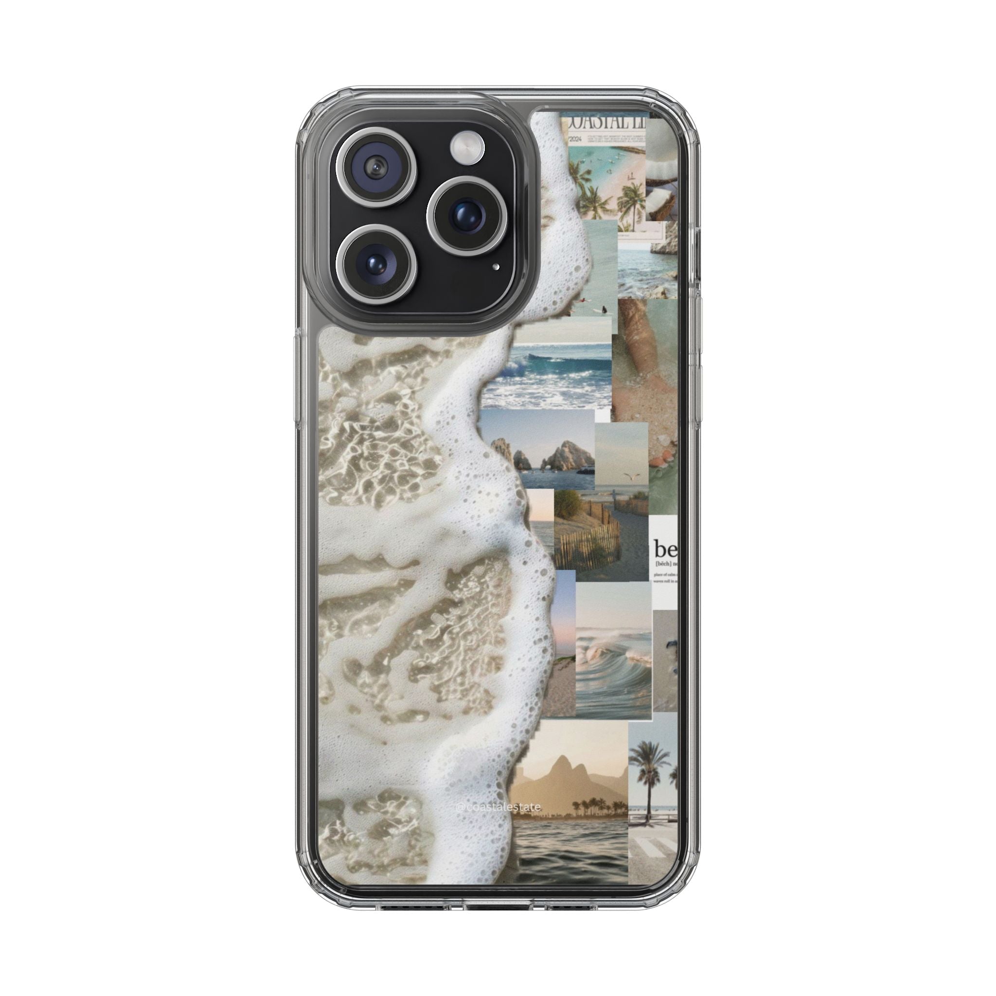 Clear Phone Case — Coastal Collage Beach Foam Design