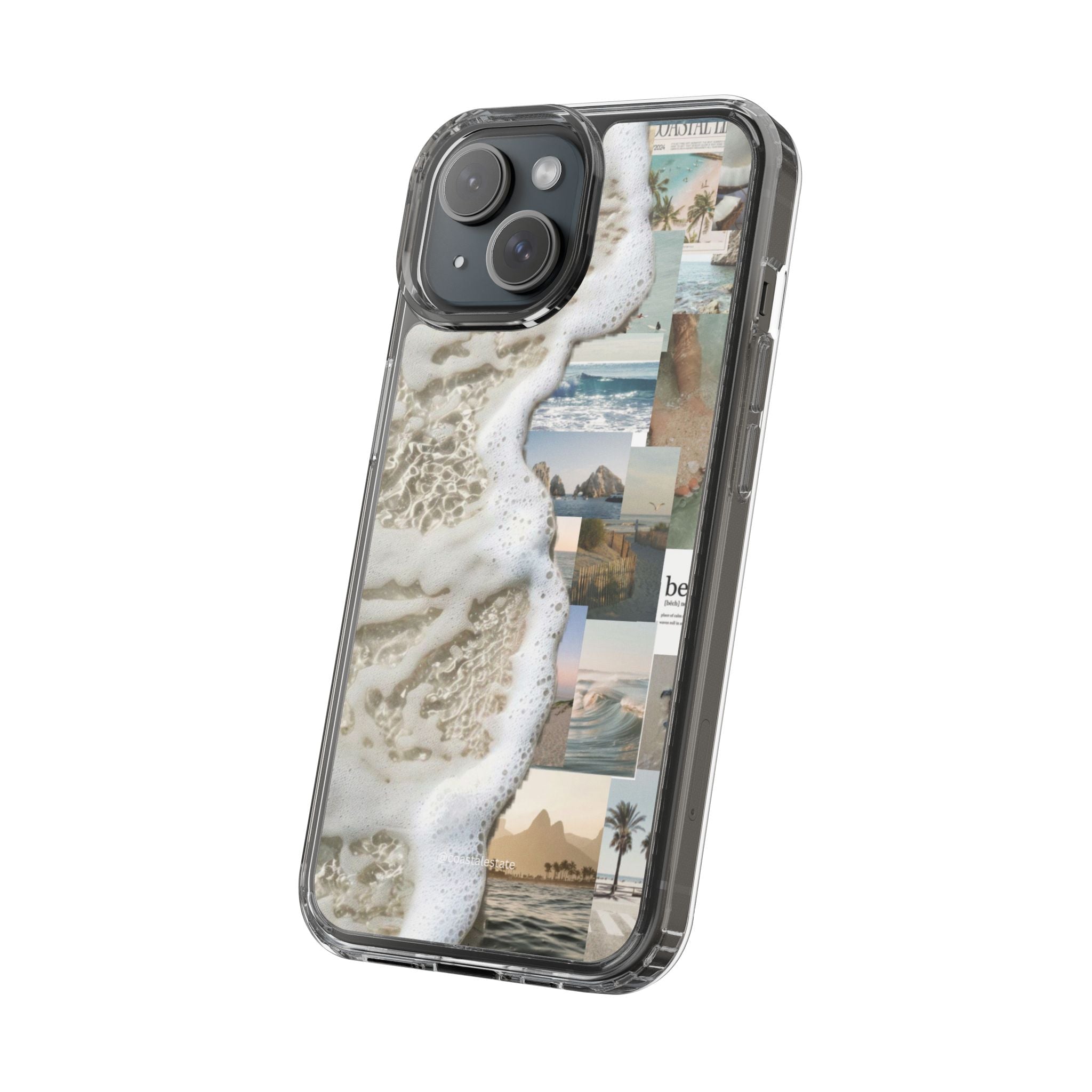 Clear Phone Case — Coastal Collage Beach Foam Design