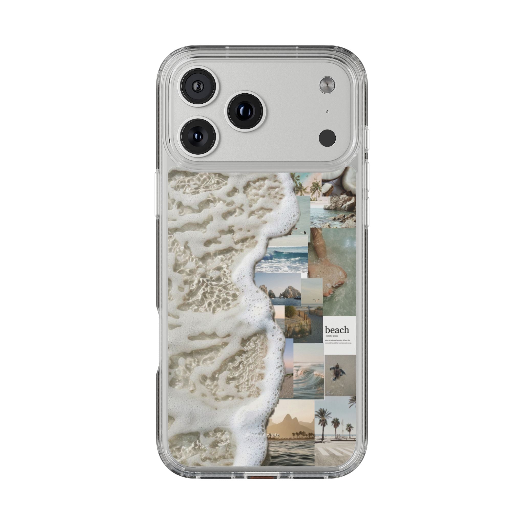 Clear Phone Case — Coastal Collage Beach Foam Design