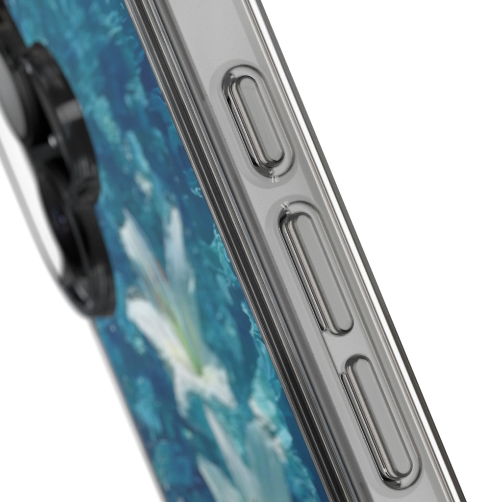 Clear Phone Case — Blue Water Lily Floral Design