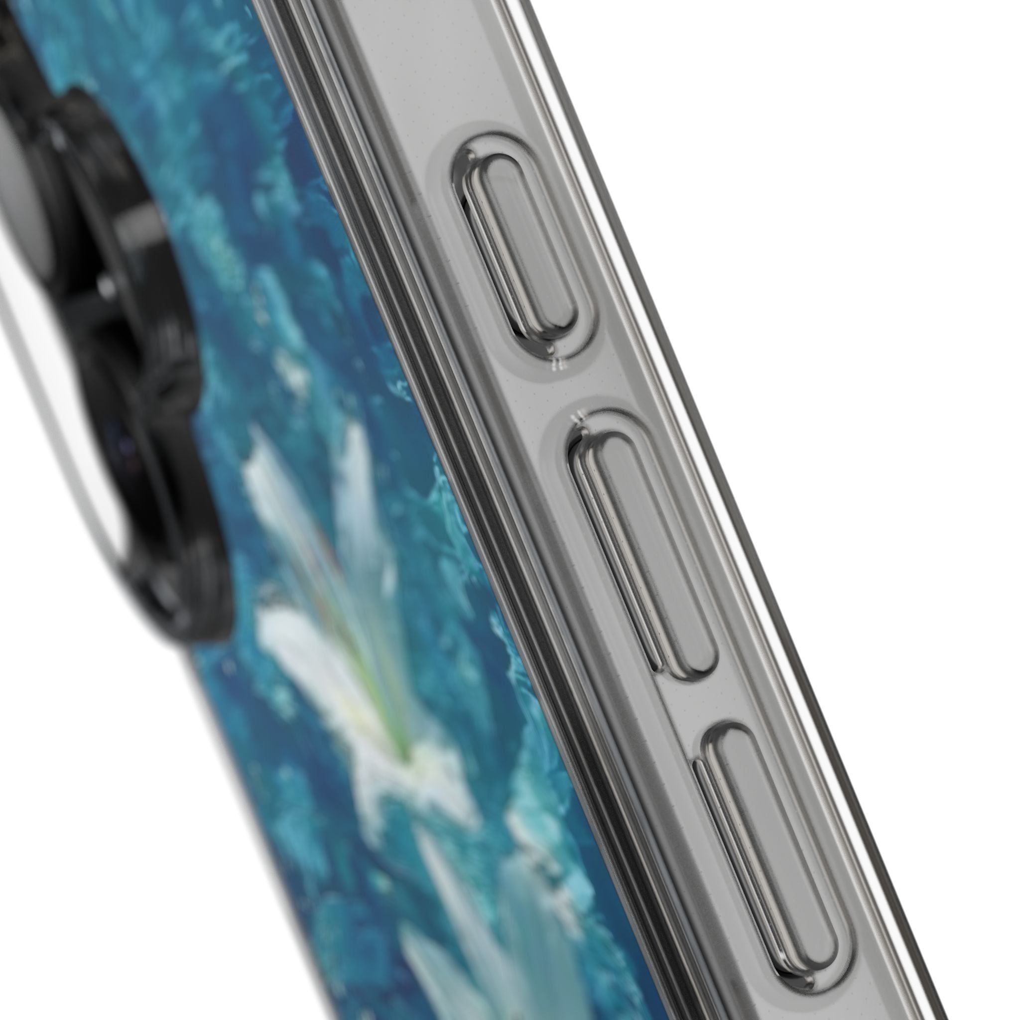 Clear Phone Case — Blue Water Lily Floral Design