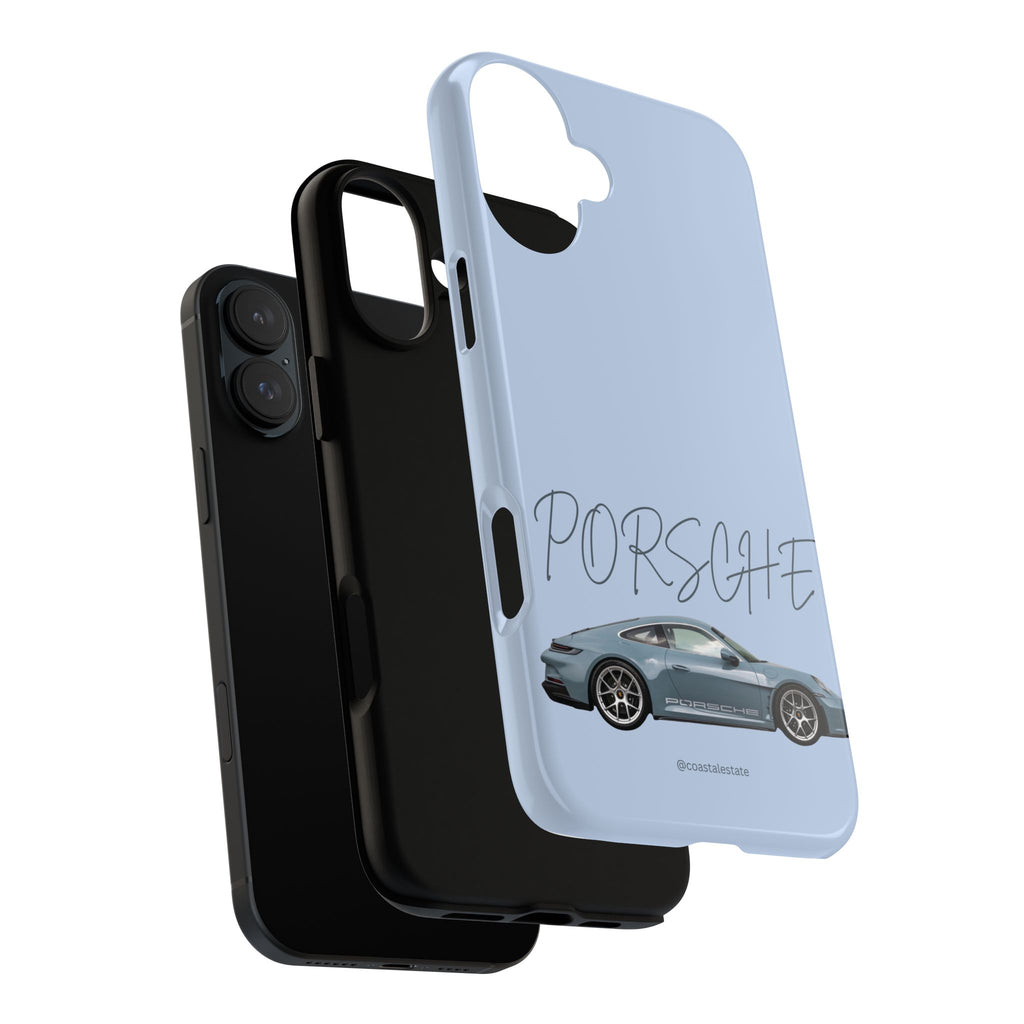 Porsche Sports Car Tough Phone Case — Light Blue Illustrated Porsche Design
