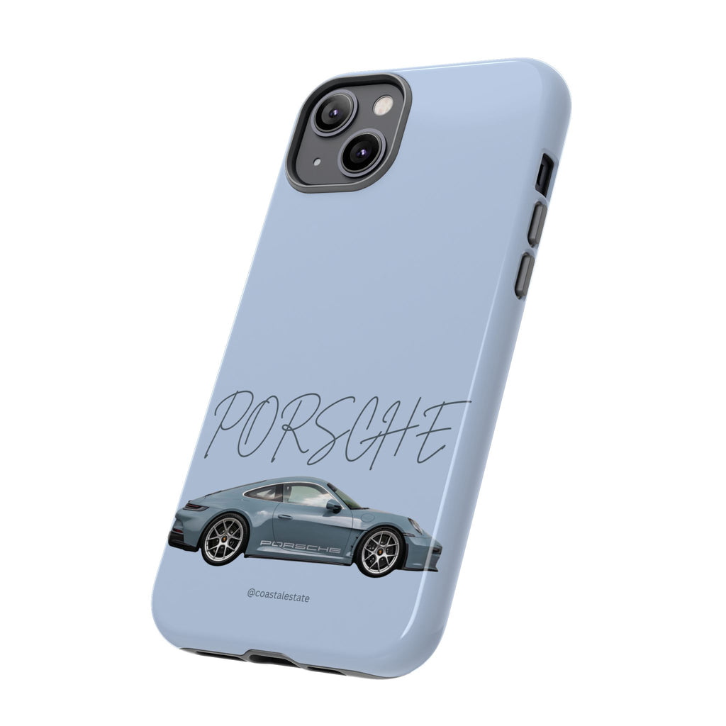 Porsche Sports Car Tough Phone Case — Light Blue Illustrated Porsche Design
