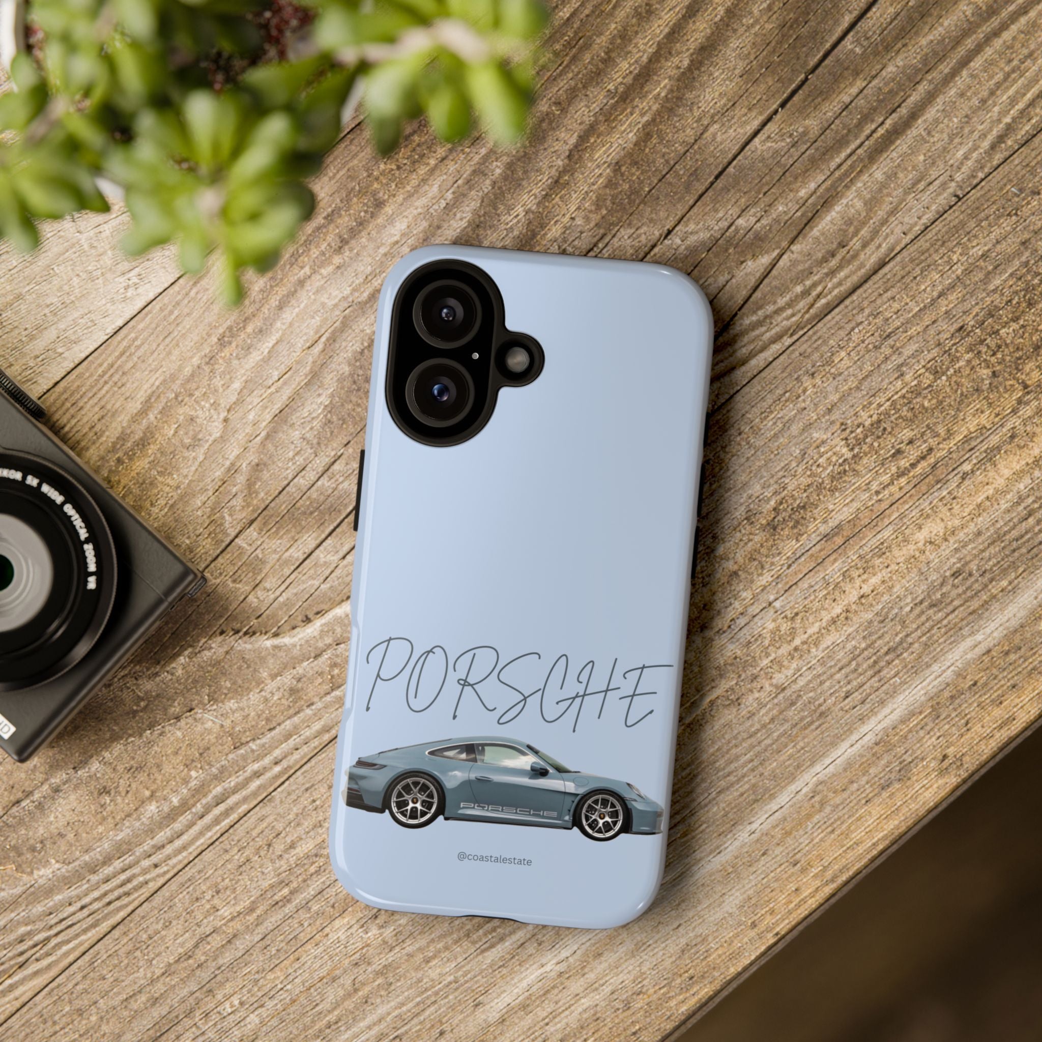 Porsche Sports Car Tough Phone Case — Light Blue Illustrated Porsche Design