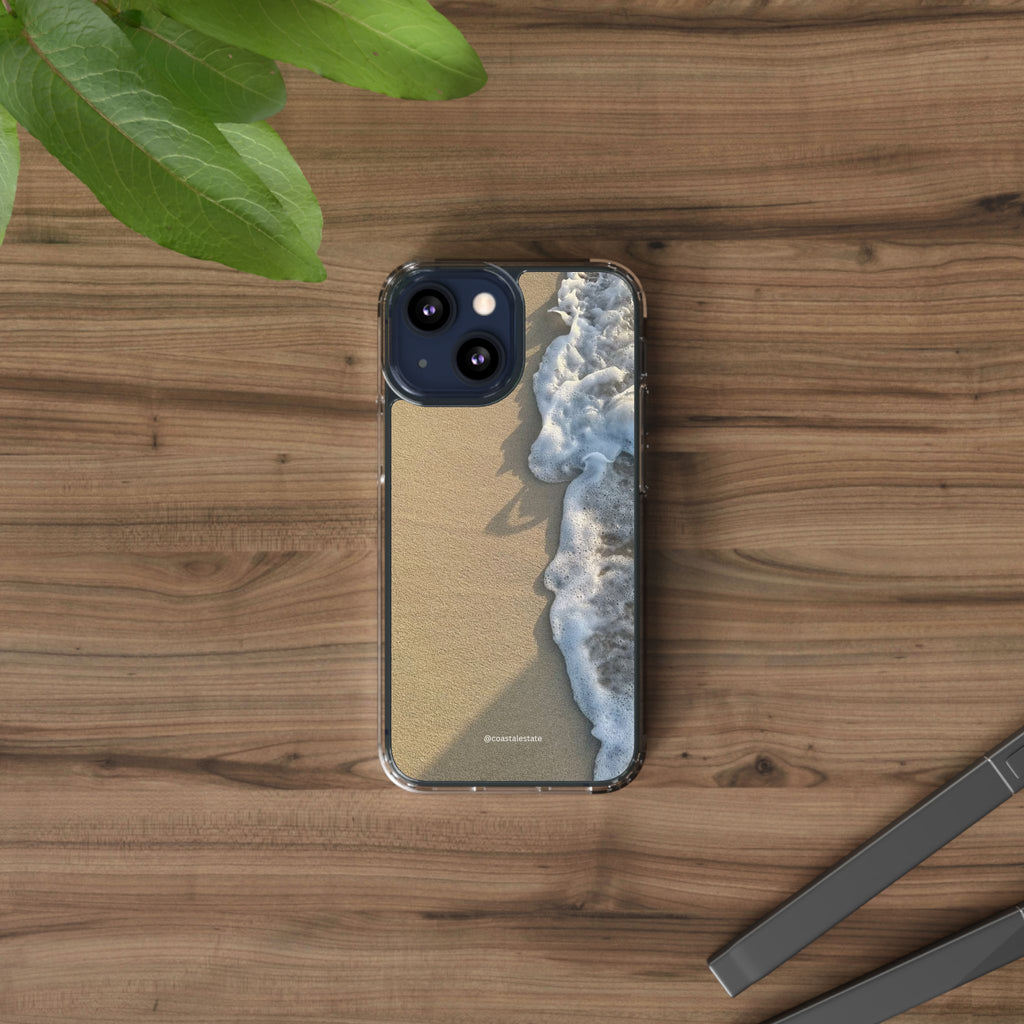 Clear Phone Case — Realistic Beach Wave Sand Design