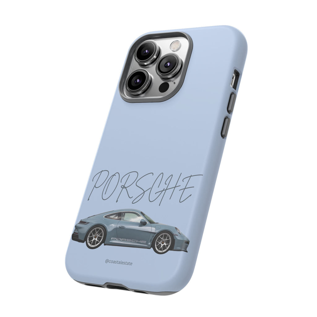 Porsche Sports Car Tough Phone Case — Light Blue Illustrated Porsche Design
